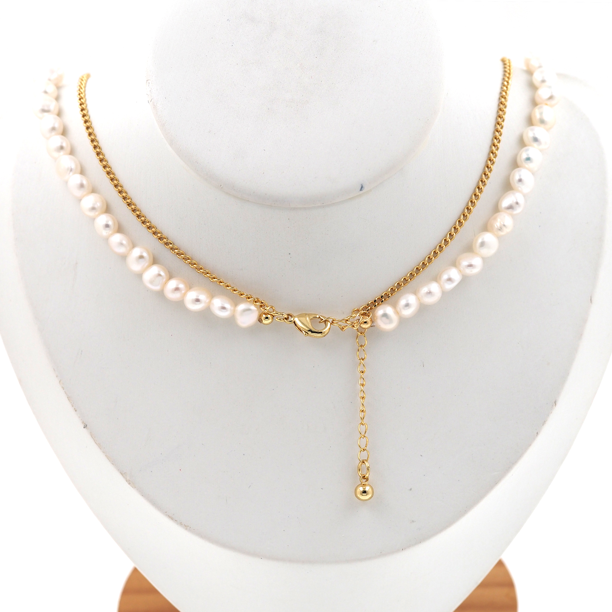 18K Gold Filled Pearl Link Necklace,Layered Necklace,Minimalist Pearl Necklace,Freshwater Pearl Necklace,Adjustable Necklace