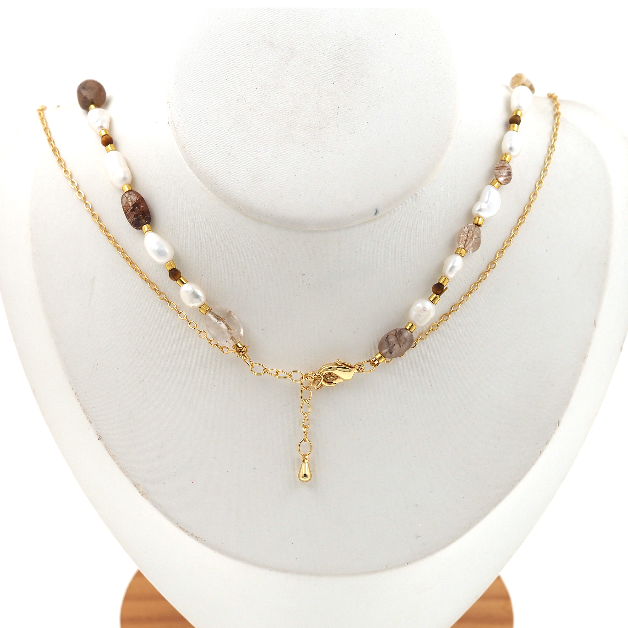 18K Gold Filled Pearl Link Necklace,Layered Necklace,Minimalist Pearl Necklace,Beaded Necklace,Adjustable Necklace