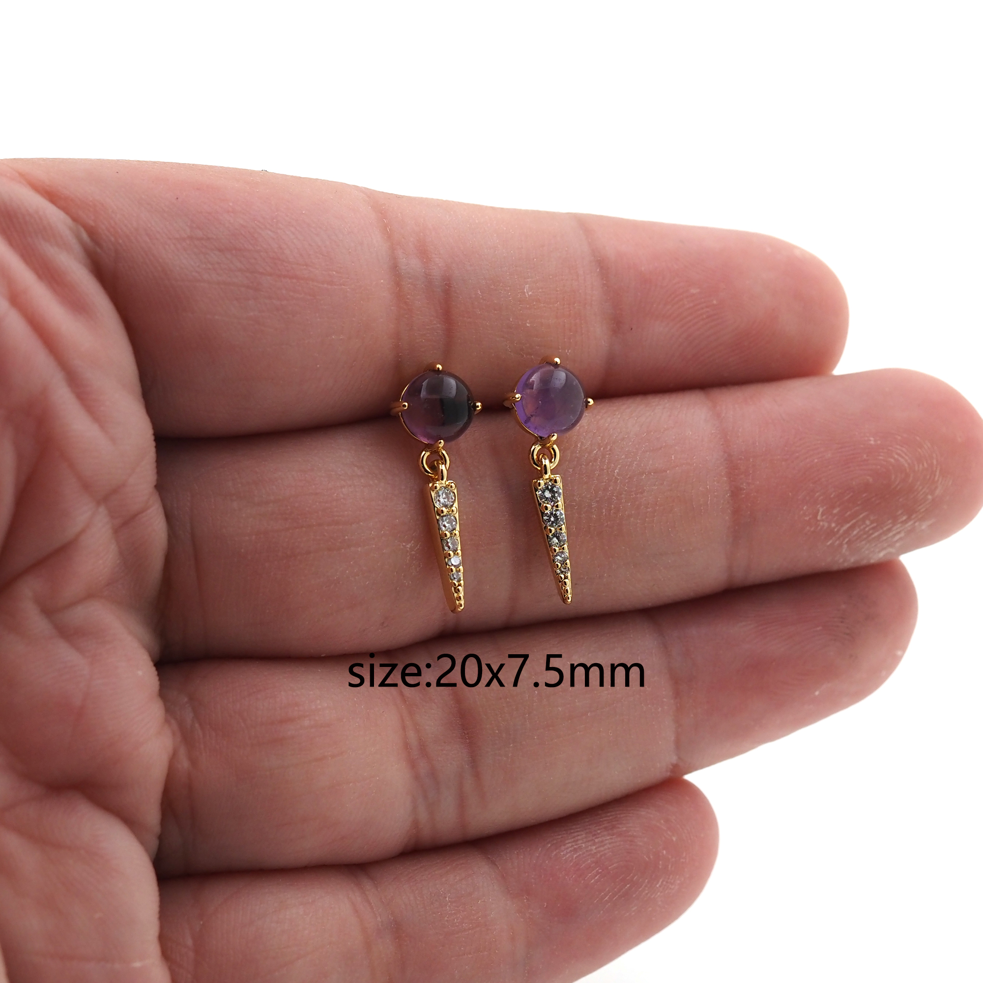 18K Gold Filled Triangle Stud Earrings,Natural Stone Earring,Dainty Earrings,Minimalist Earring,Gift for Wife