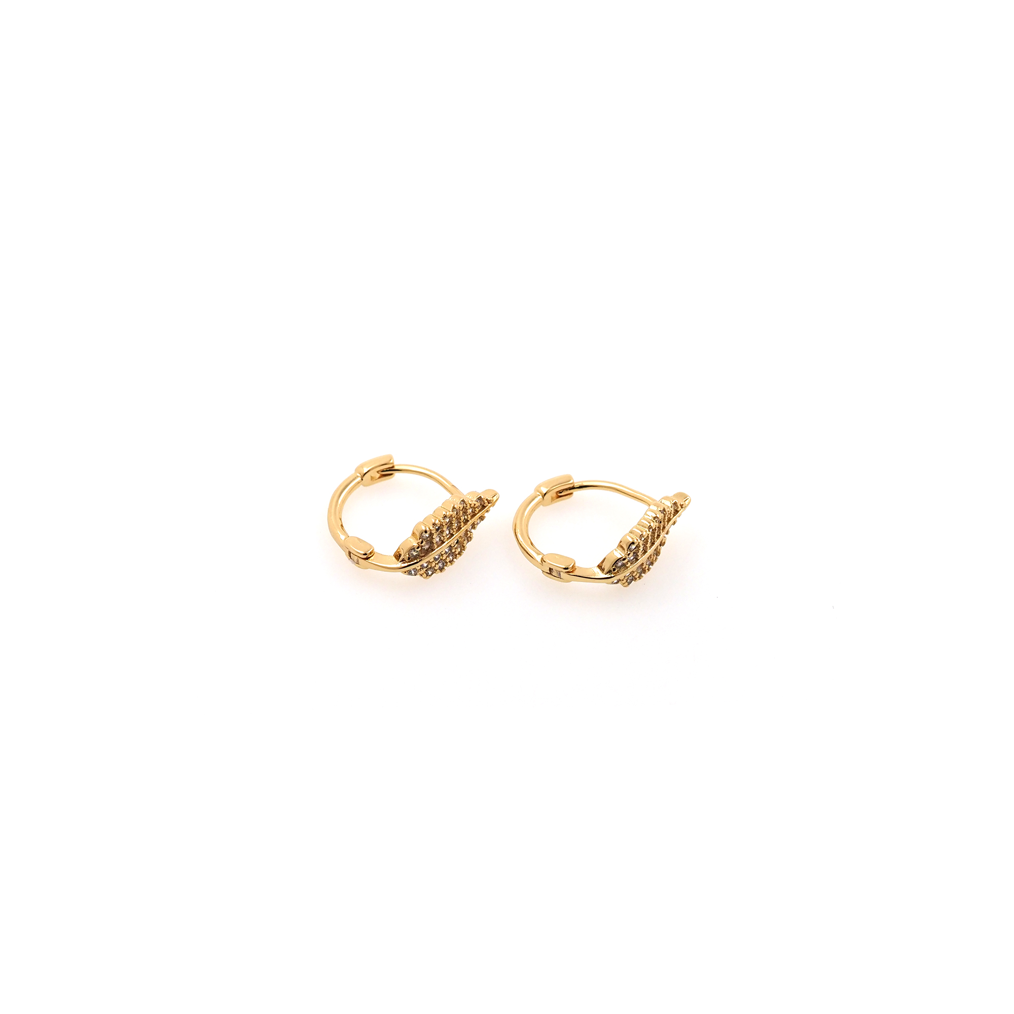 18K Gold Filled Leaf Hoop Earring,Minimalist Earrings,CZ Leaf Hoop Earrings,Huggie Earrings,Gift for Her
