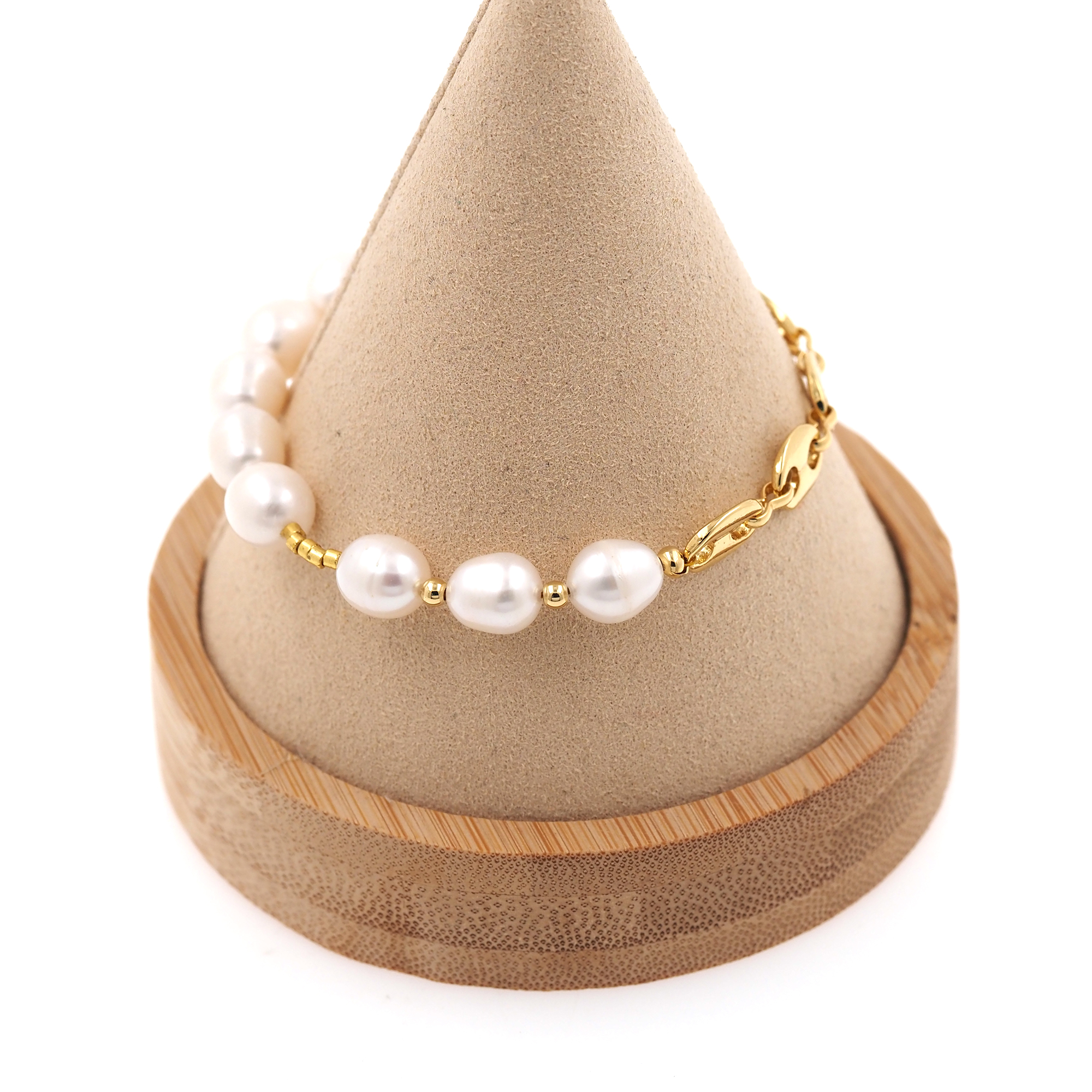 18K Gold Filled Pearl Link Chain Bracelet,Beaded Chain,Anchor Bracelet,Adjustable Bracelet,Ladies Bracelet,Gift For Her