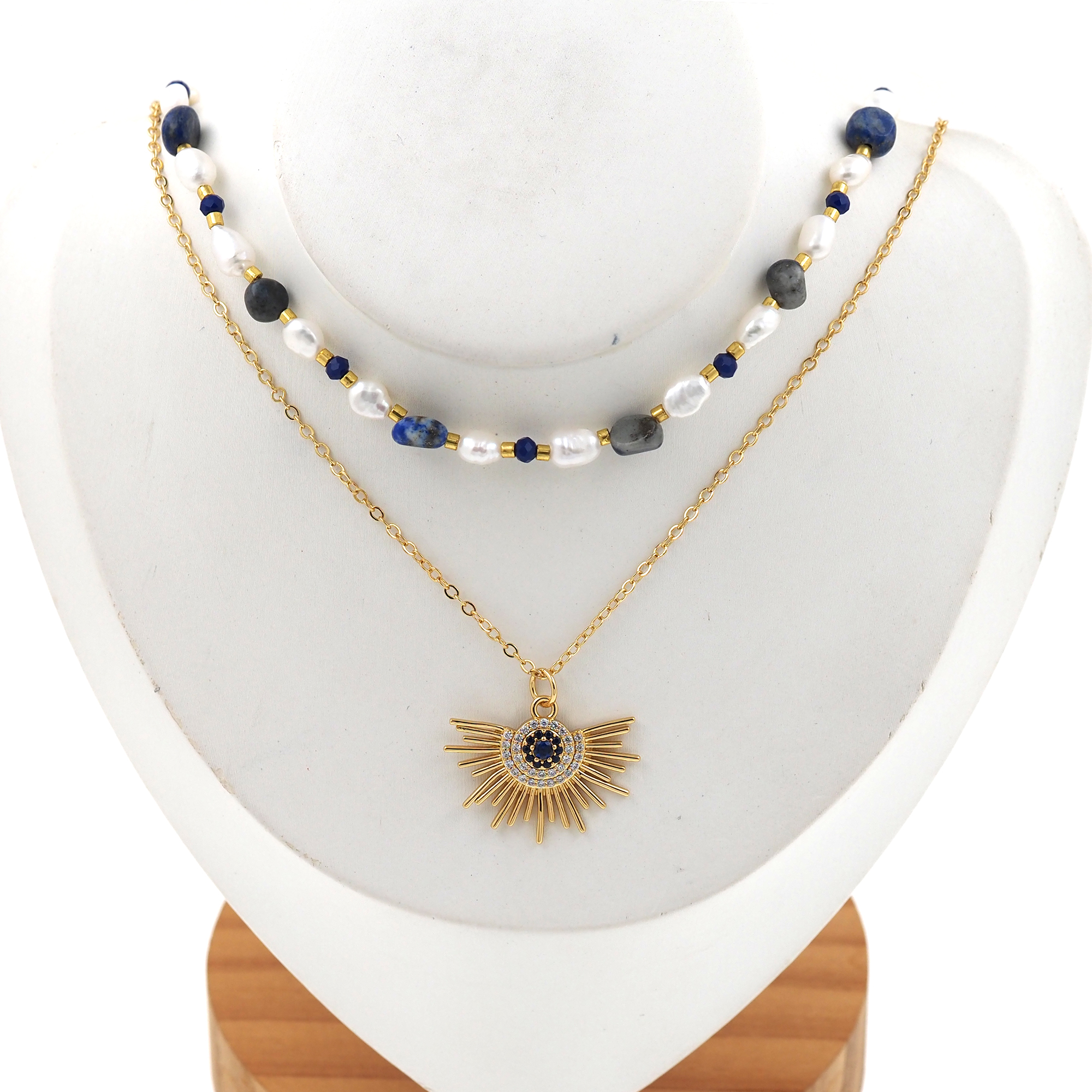 18K Gold Filled Sun Necklace,Layered Necklace,Beaded Necklace,Minimalist Necklace,Pearl Necklace,Adjustable Necklace