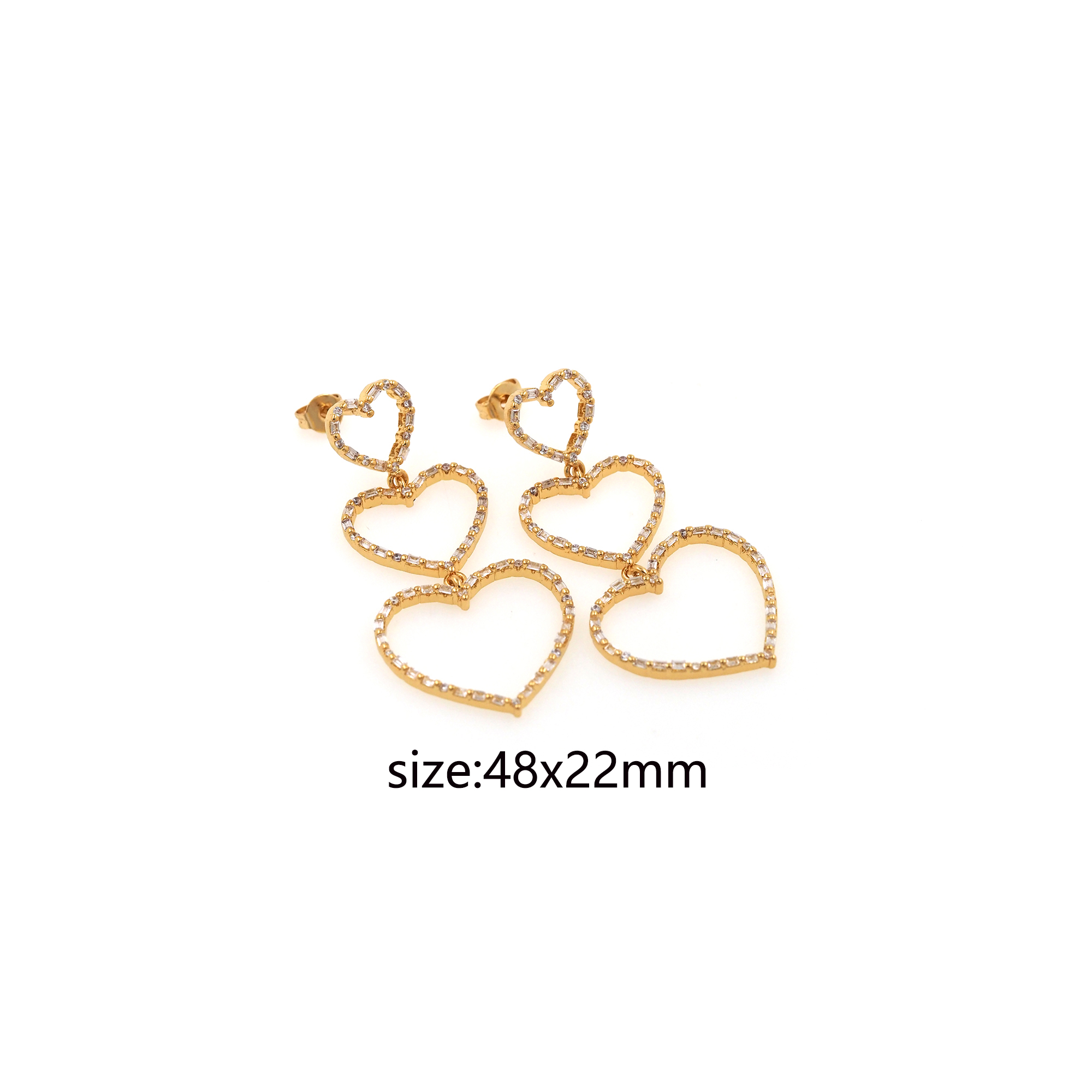 18K Gold Filled Heart Stud Earrings,Dangle Earring,CZ Micro Pave Heart Earrings,Dainty Earrings,Minimalist Earring,Gift for Wife