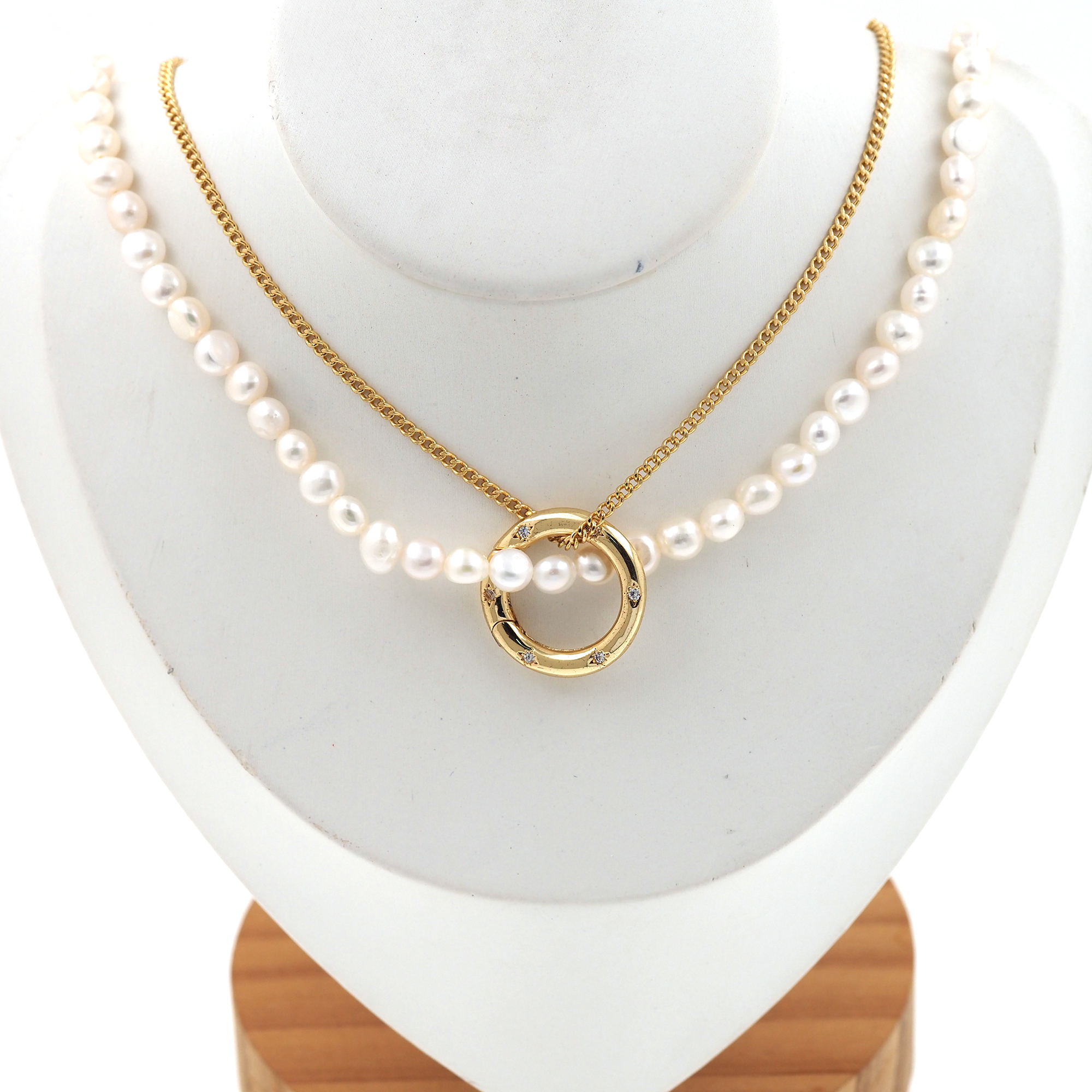 18K Gold Filled Pearl Link Necklace,Layered Necklace,Minimalist Pearl Necklace,Freshwater Pearl Necklace,Adjustable Necklace