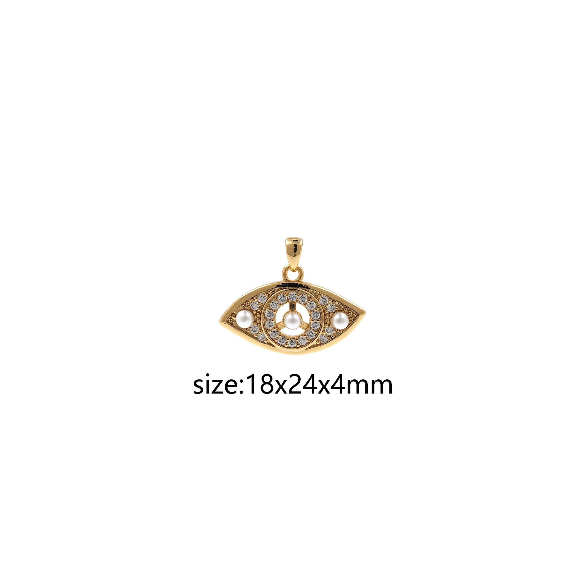 18K Gold Filled Evil Eye Pendant,CZ Micro Pave Amulet Charm Earrings Necklace for DIY Jewelry Making Supply
