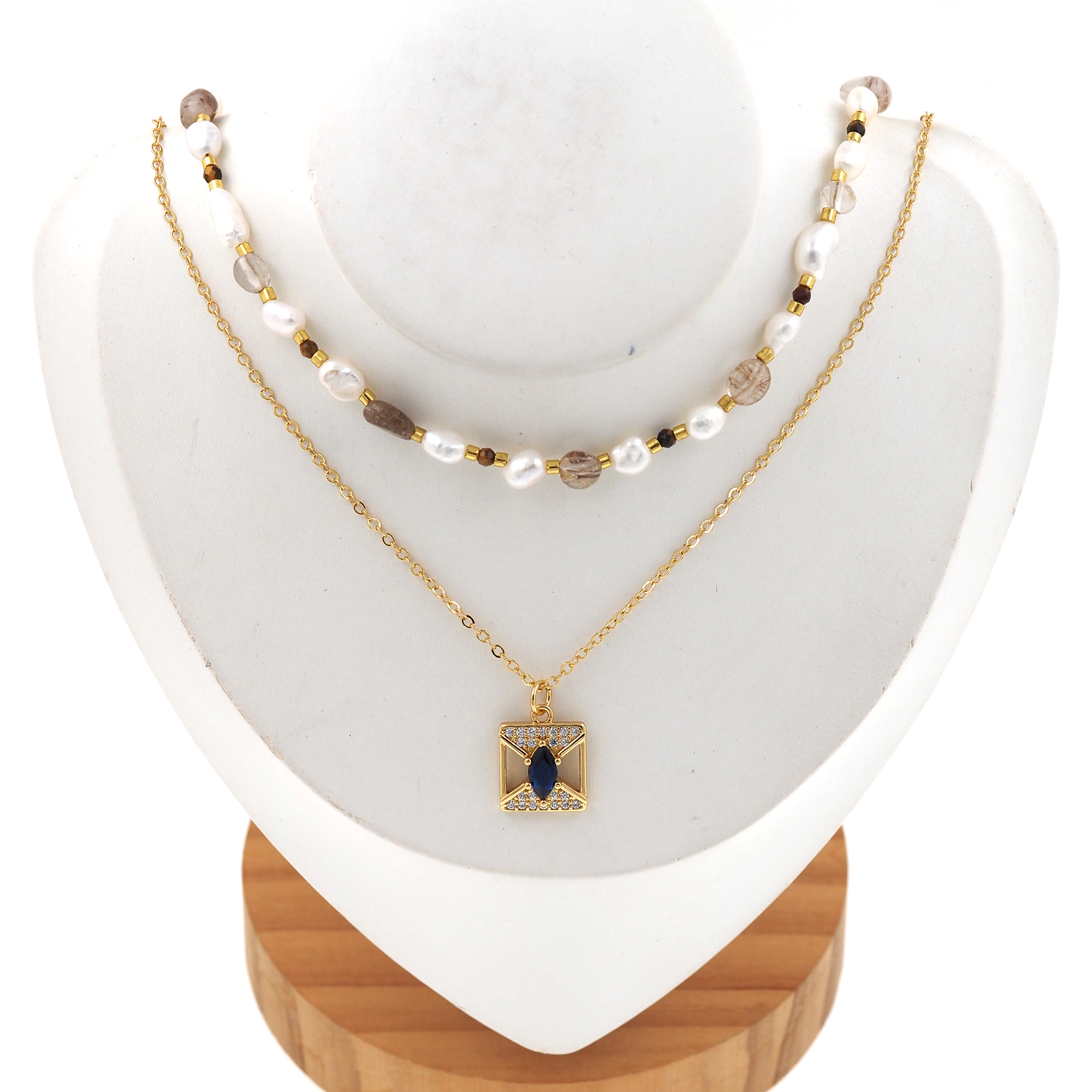 18K Gold Filled Square Necklace,Layered Necklace,Beaded Necklace,Minimalist Necklace,Pearl Necklace,Adjustable Necklace