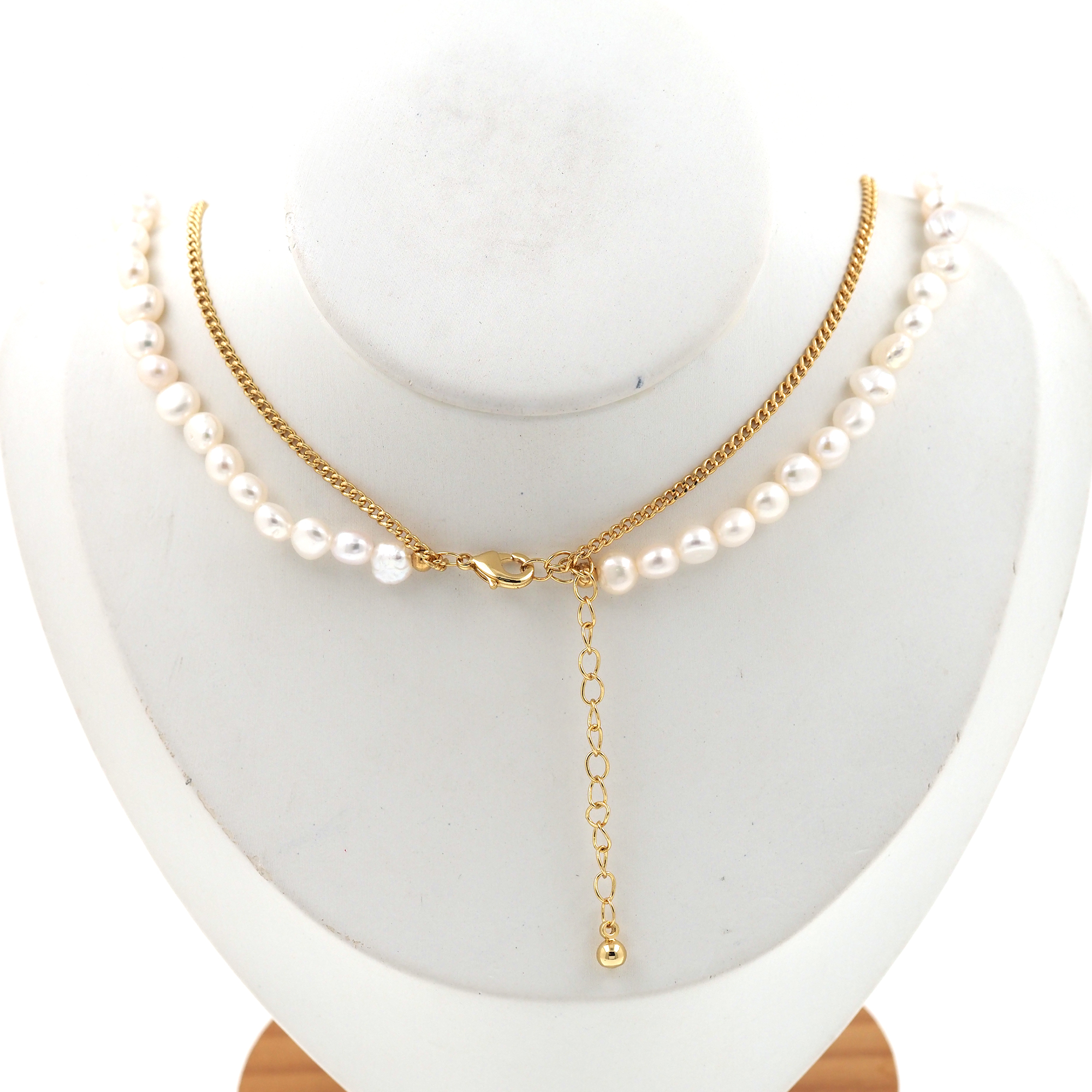 18K Gold Filled Heart Necklace,Layered Necklace,Minimalist Pearl Necklace,Freshwater Pearl Necklace,Adjustable Necklace