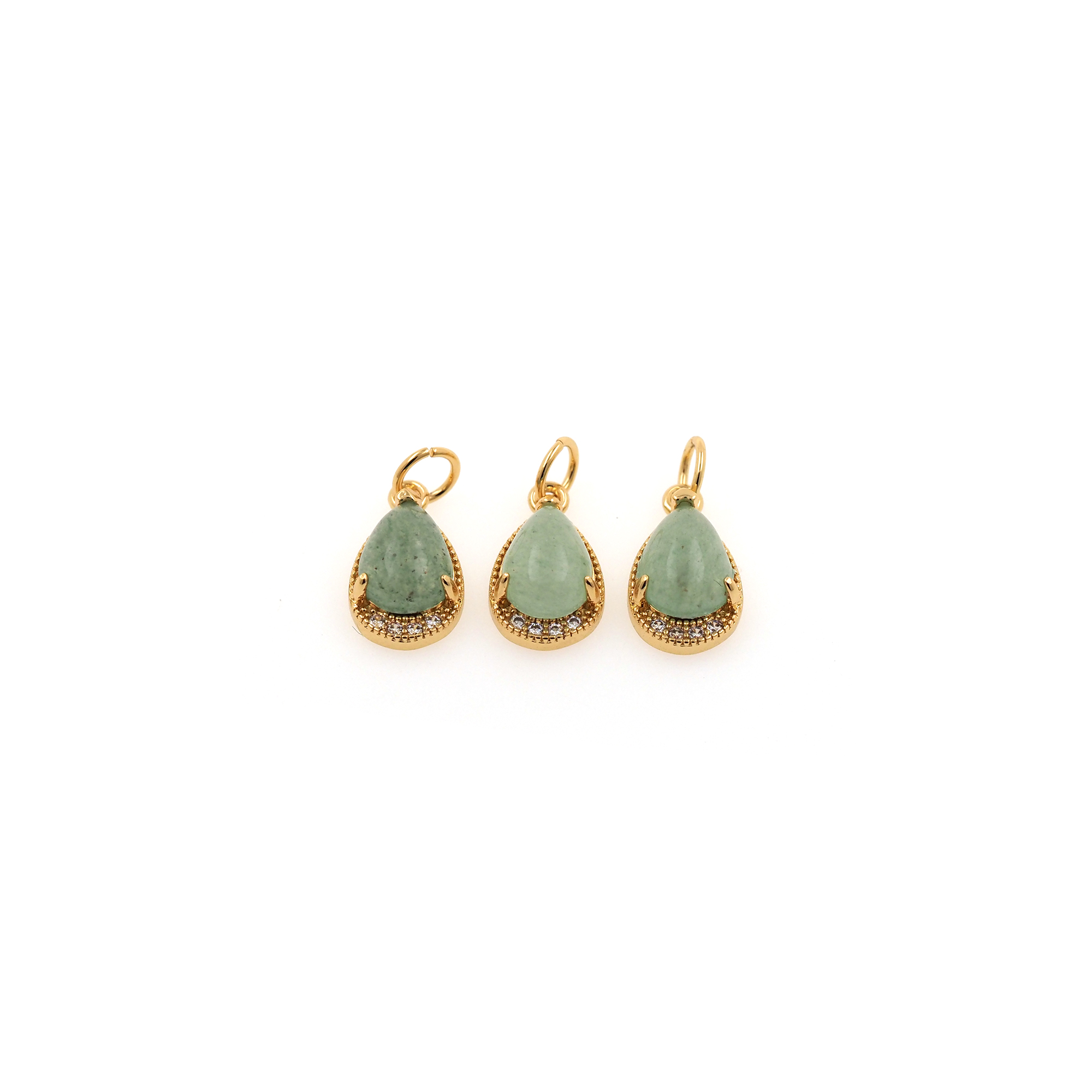 18K Gold Filled Green Aventurine Pendant,Teardrop Charm Earrings Necklace for DIY Jewelry Making Supply