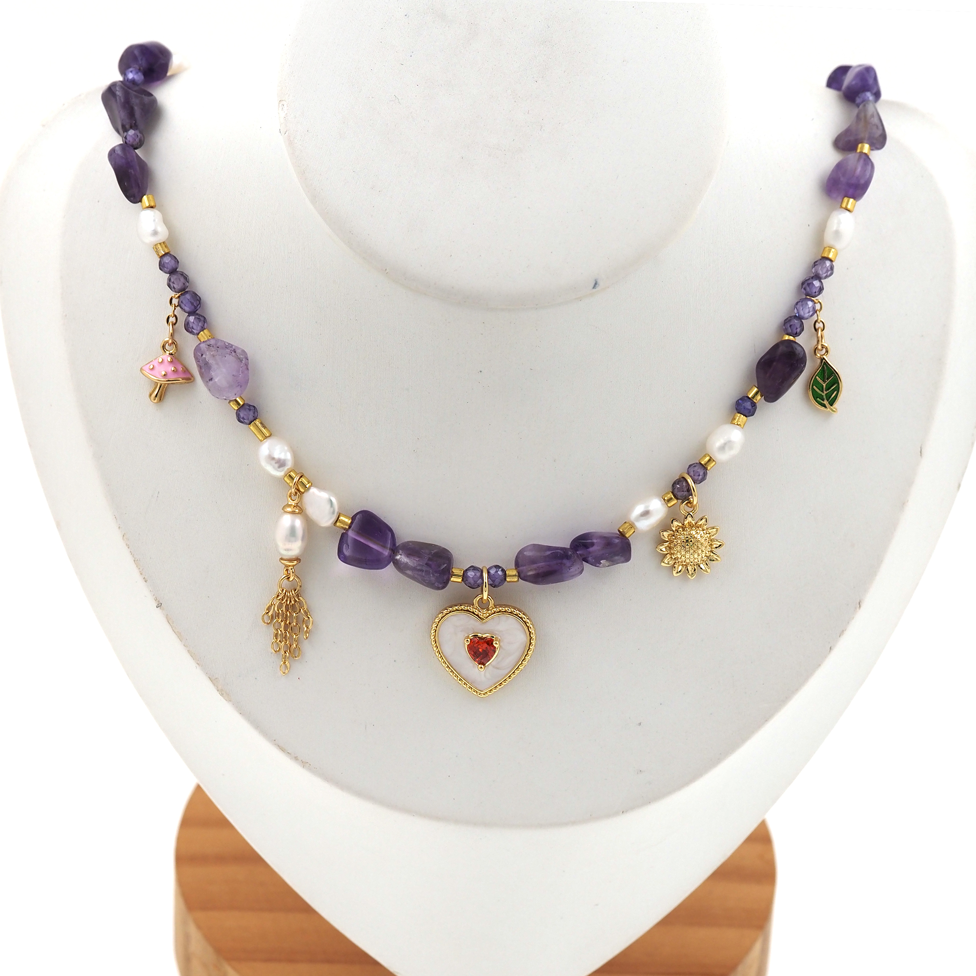 18K Gold Filled Heart Necklace,Minimalist Necklace,Dainty Necklace,Pearl Necklace,Beaded Necklace,Adjustable Necklace