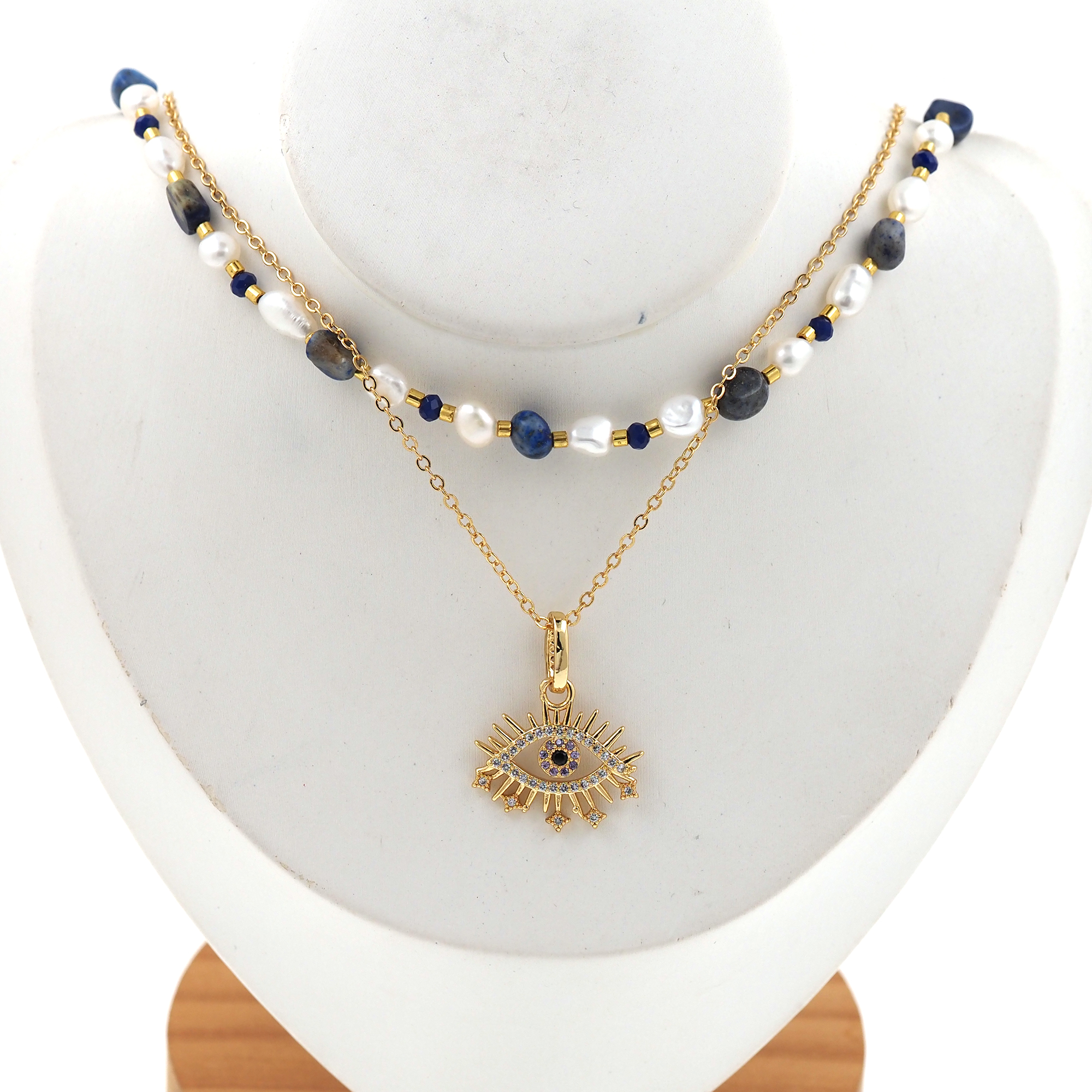 18K Gold Filled Evil Eye Necklace,Layered Necklace,Beaded Necklace,Minimalist Necklace,Pearl Necklace,Adjustable Necklace