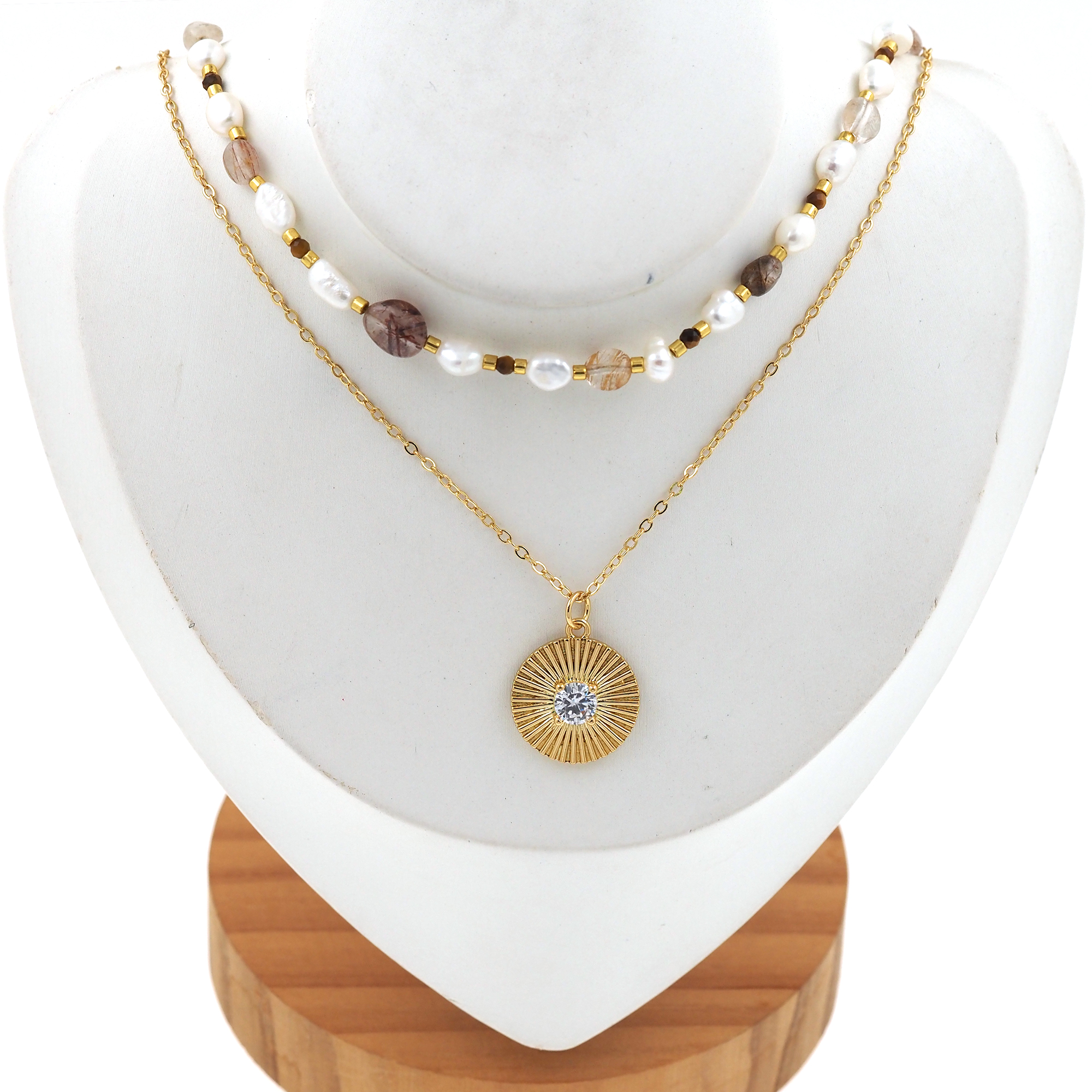 18K Gold Filled Pearl Link Necklace,Layered Necklace,Minimalist Pearl Necklace,Beaded Necklace,Adjustable Necklace