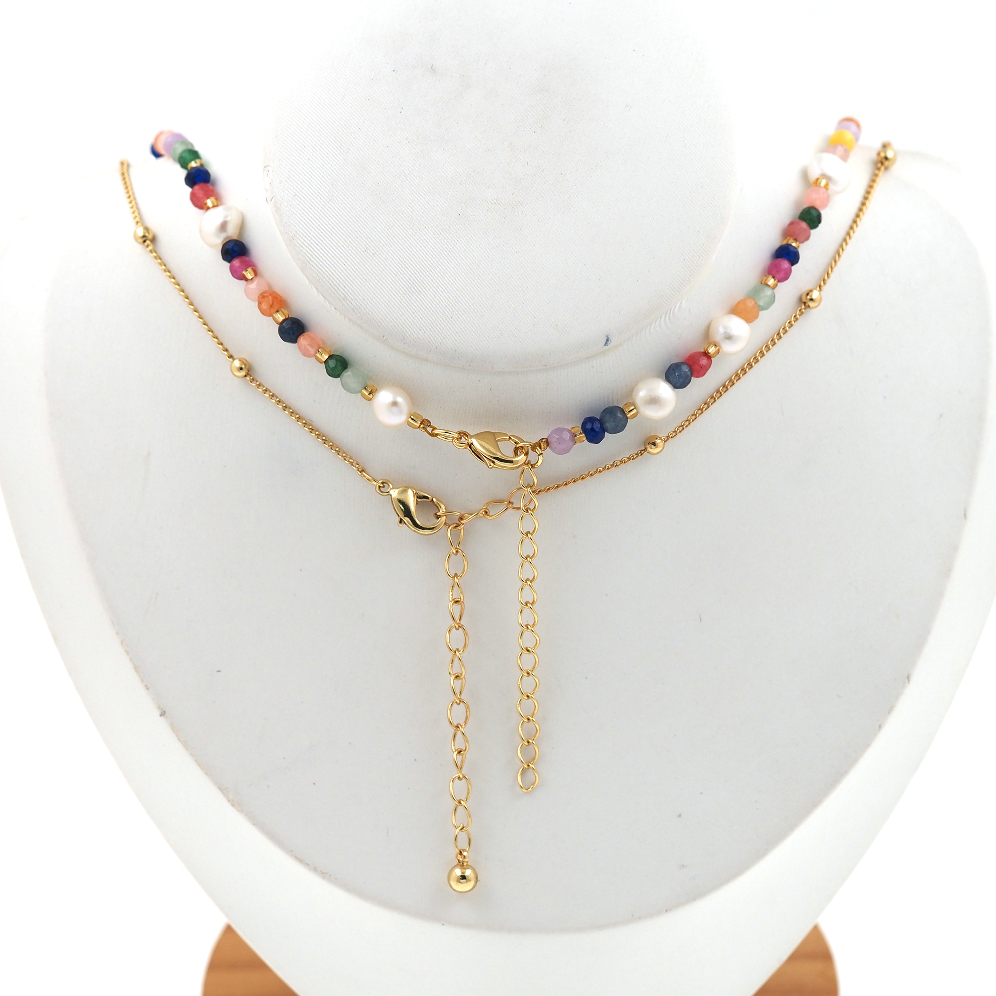 18K Gold Filled Heart Necklace,Minimalist Necklace,Layered Necklace,Beaded Necklace,Adjustable Necklace