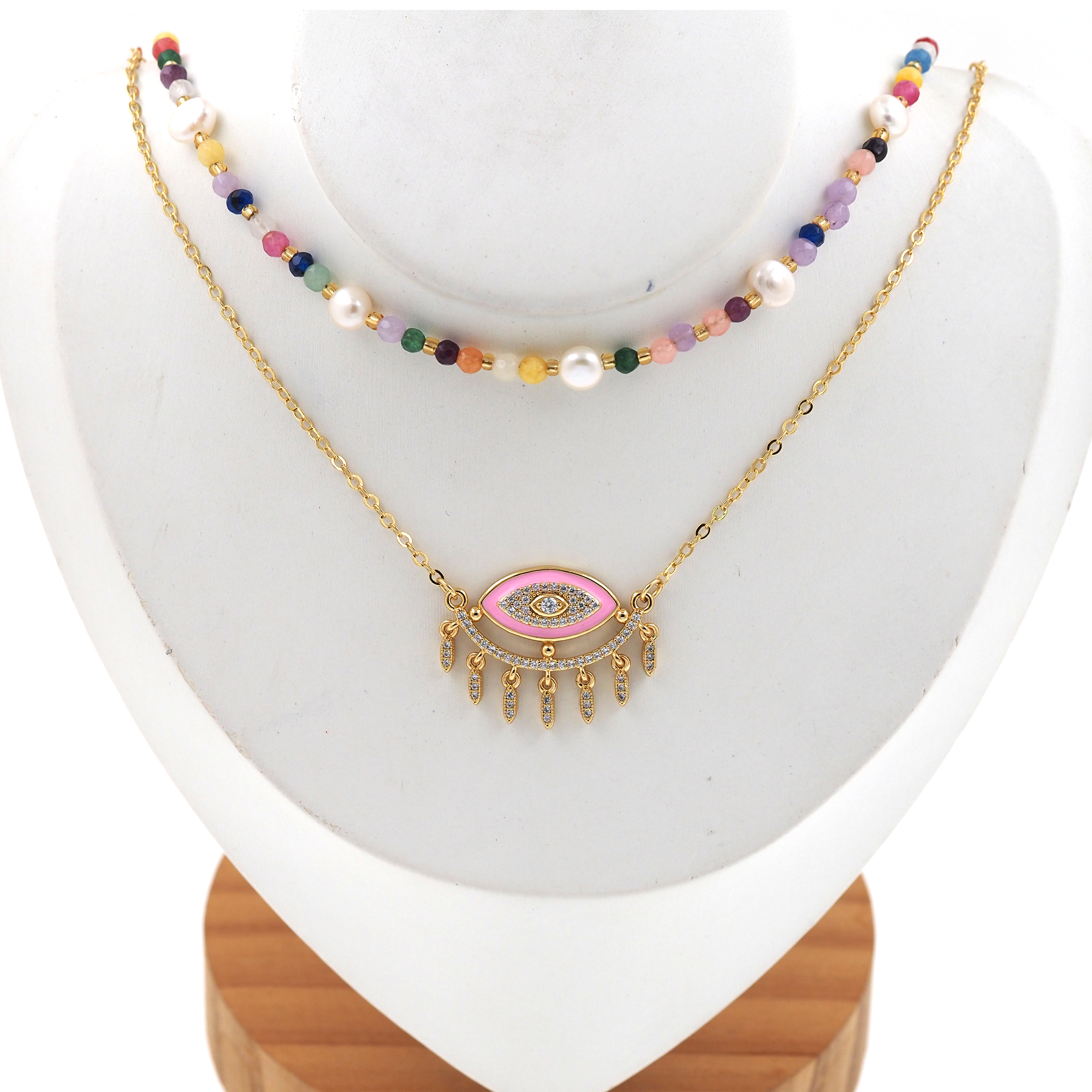 18K Gold Filled Evil Eye Necklace,Minimalist Necklace,Layered Necklace,Beaded Necklace,Adjustable Necklace