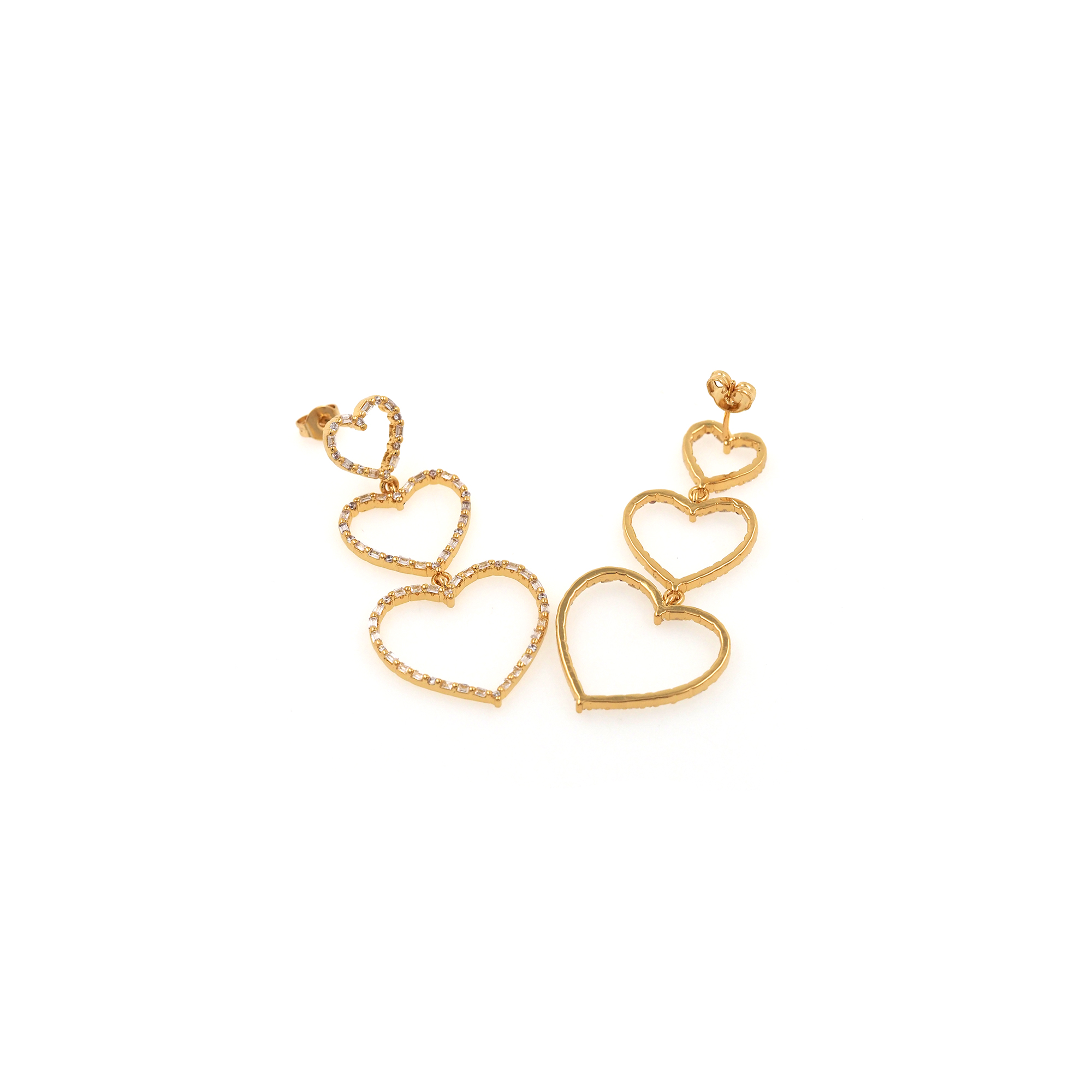 18K Gold Filled Heart Stud Earrings,Dangle Earring,CZ Micro Pave Heart Earrings,Dainty Earrings,Minimalist Earring,Gift for Wife