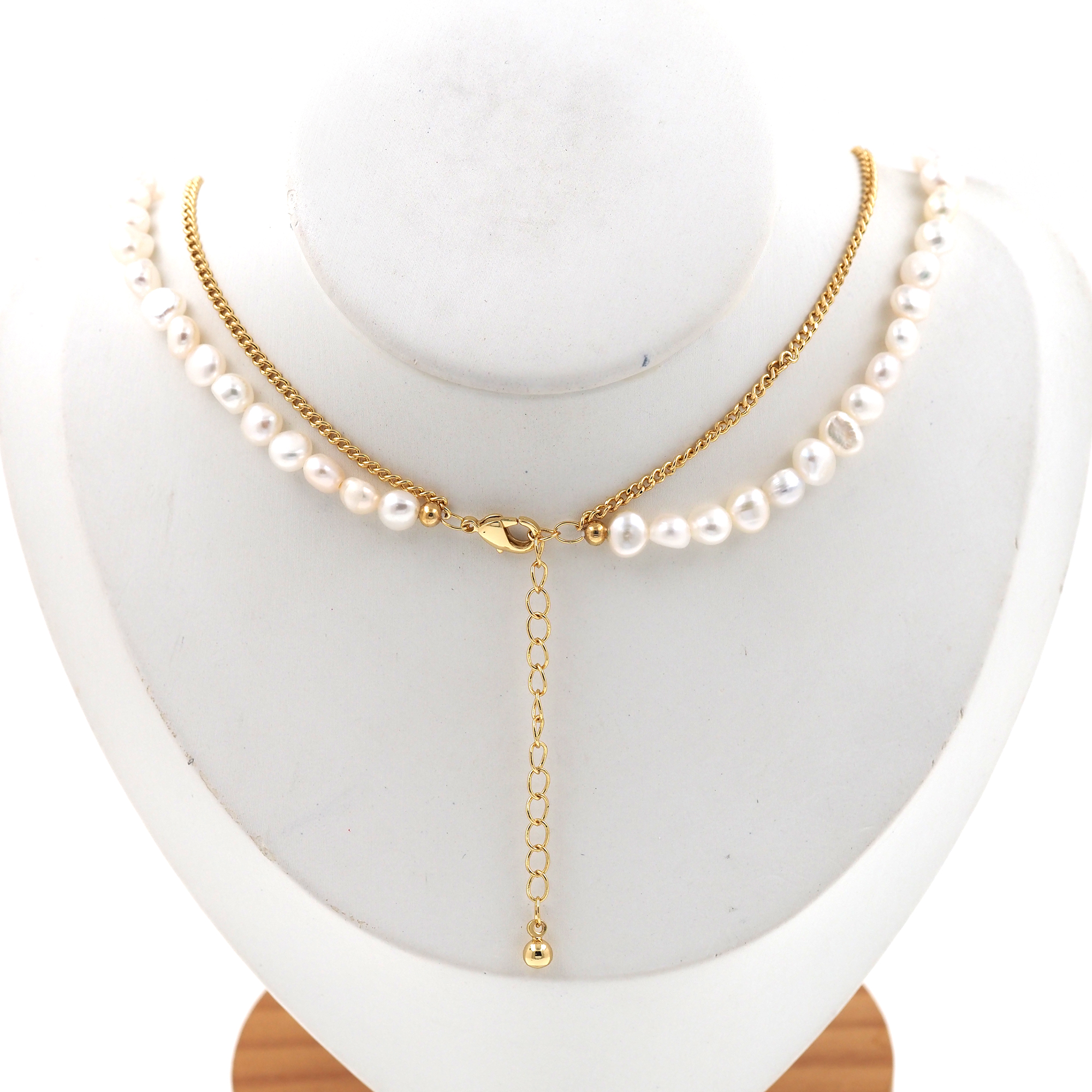 18K Gold Filled Heart Necklace,Layered Necklace,Minimalist Pearl Necklace,Freshwater Pearl Necklace,Adjustable Necklace