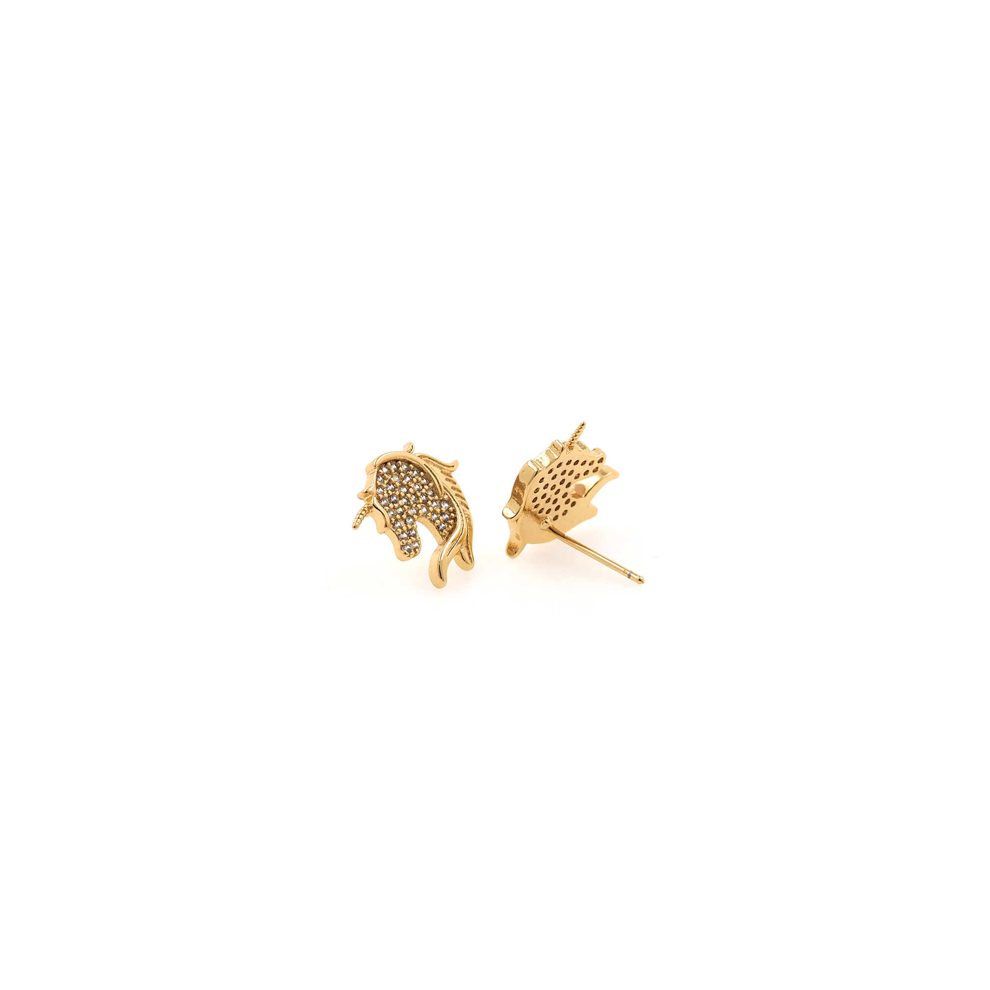 18K Gold Filled Unicorn Stud Earrings,CZ Micro Pave Unicorn Earrings,Dainty Earrings,Minimalist Earring,Gift for Wife