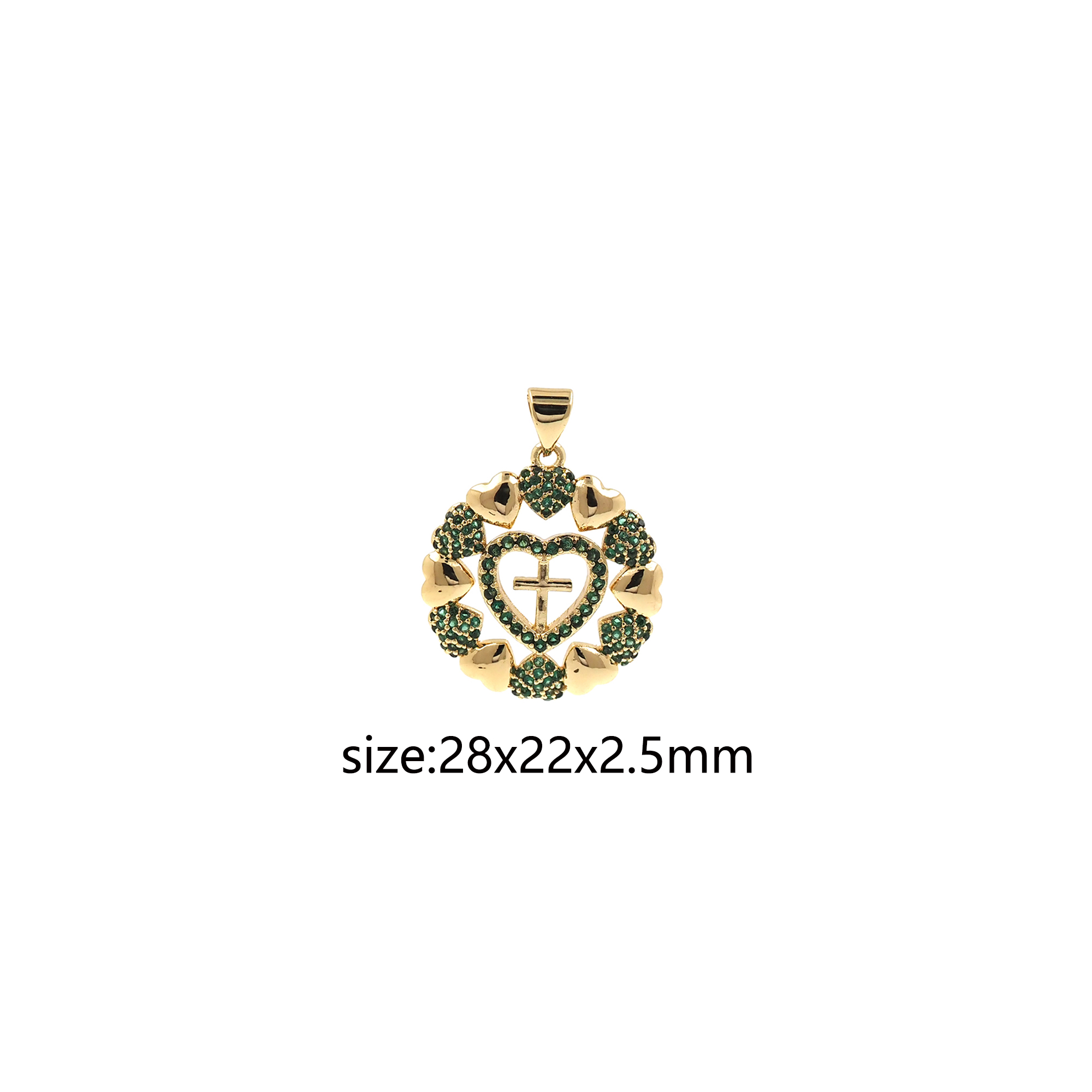 18K Gold Filled Heart Pendant,CZ Micro Pave Heart Charm Earrings Necklace for DIY Jewelry Making Supply