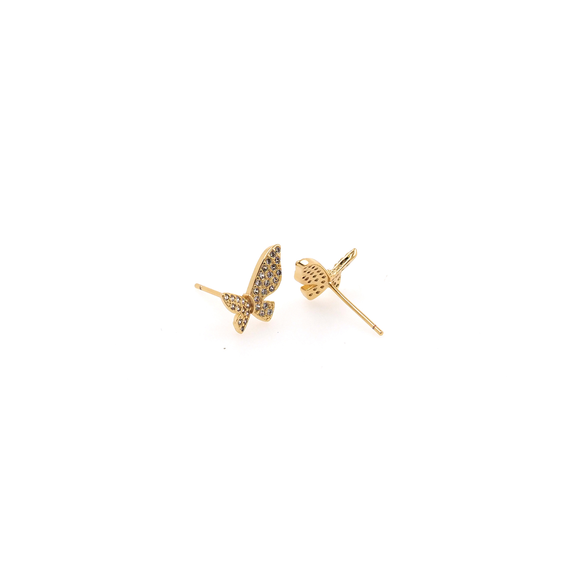 18K Gold Filled Butterfly Stud Earrings,CZ Micro Pave Butterfly Earrings,Dainty Earrings,Minimalist Earring,Gift for Wife
