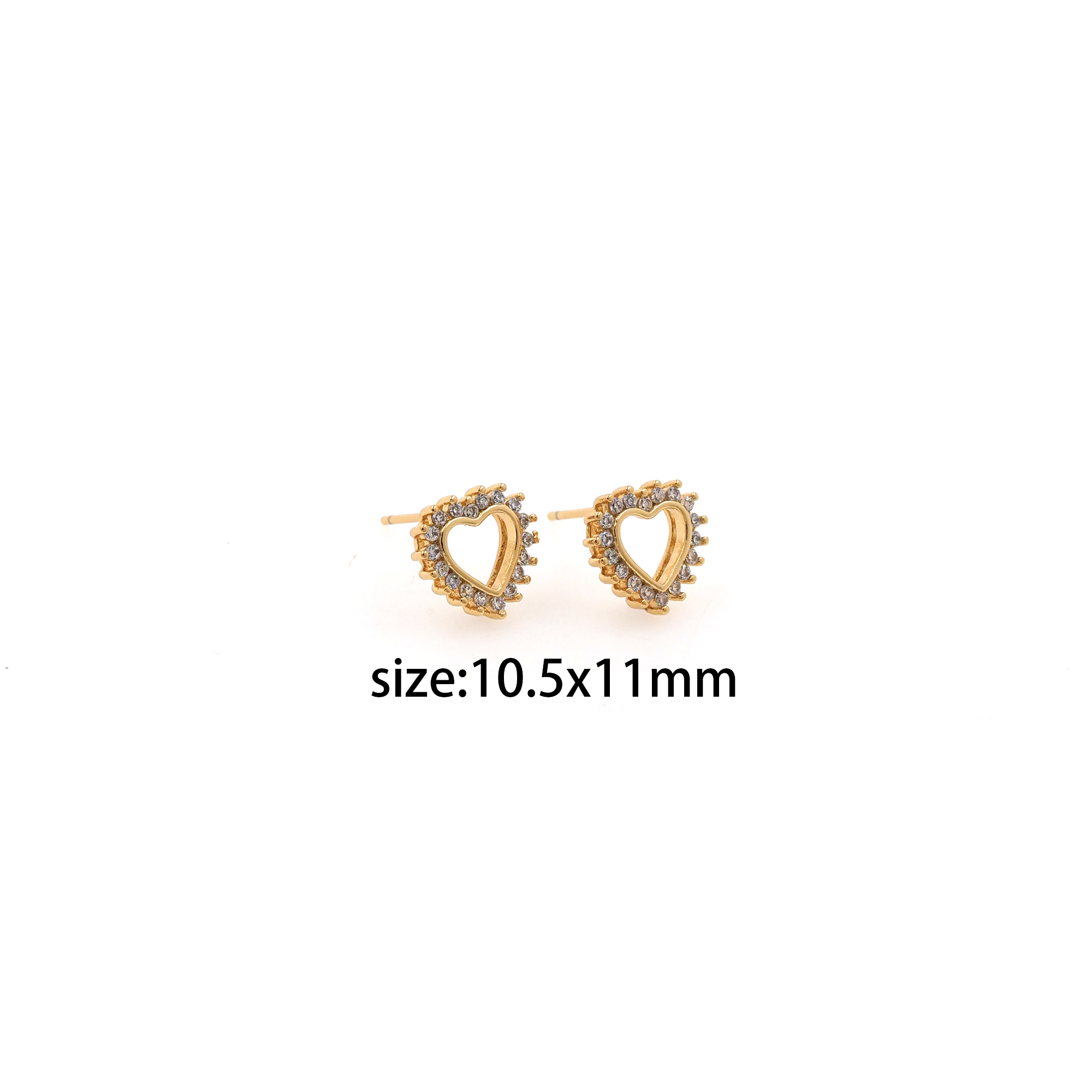 18K Gold Filled Heart Stud Earrings,CZ Heart Earrings,Dainty Earrings,Minimalist Earring,Gift for Wife