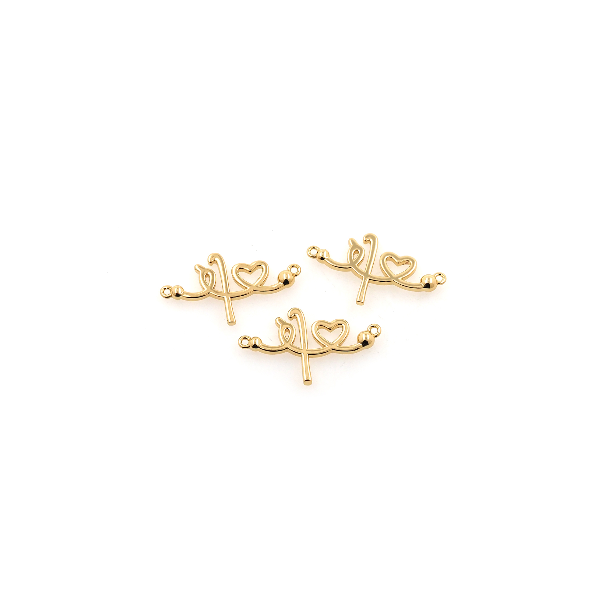 18K Gold Filled Heart Connector,Dainty Heart Charm Necklace Bracelet for DIY Jewelry Making Supply