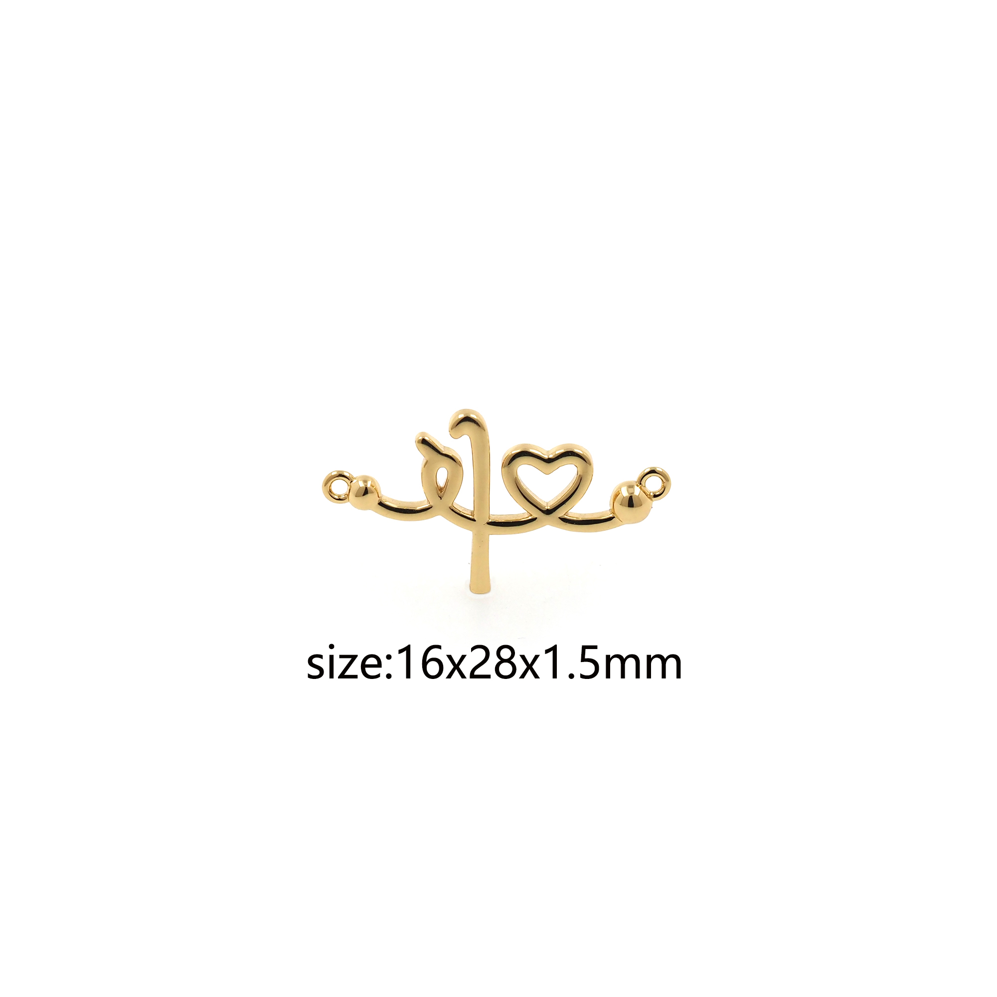 18K Gold Filled Heart Connector,Dainty Heart Charm Necklace Bracelet for DIY Jewelry Making Supply