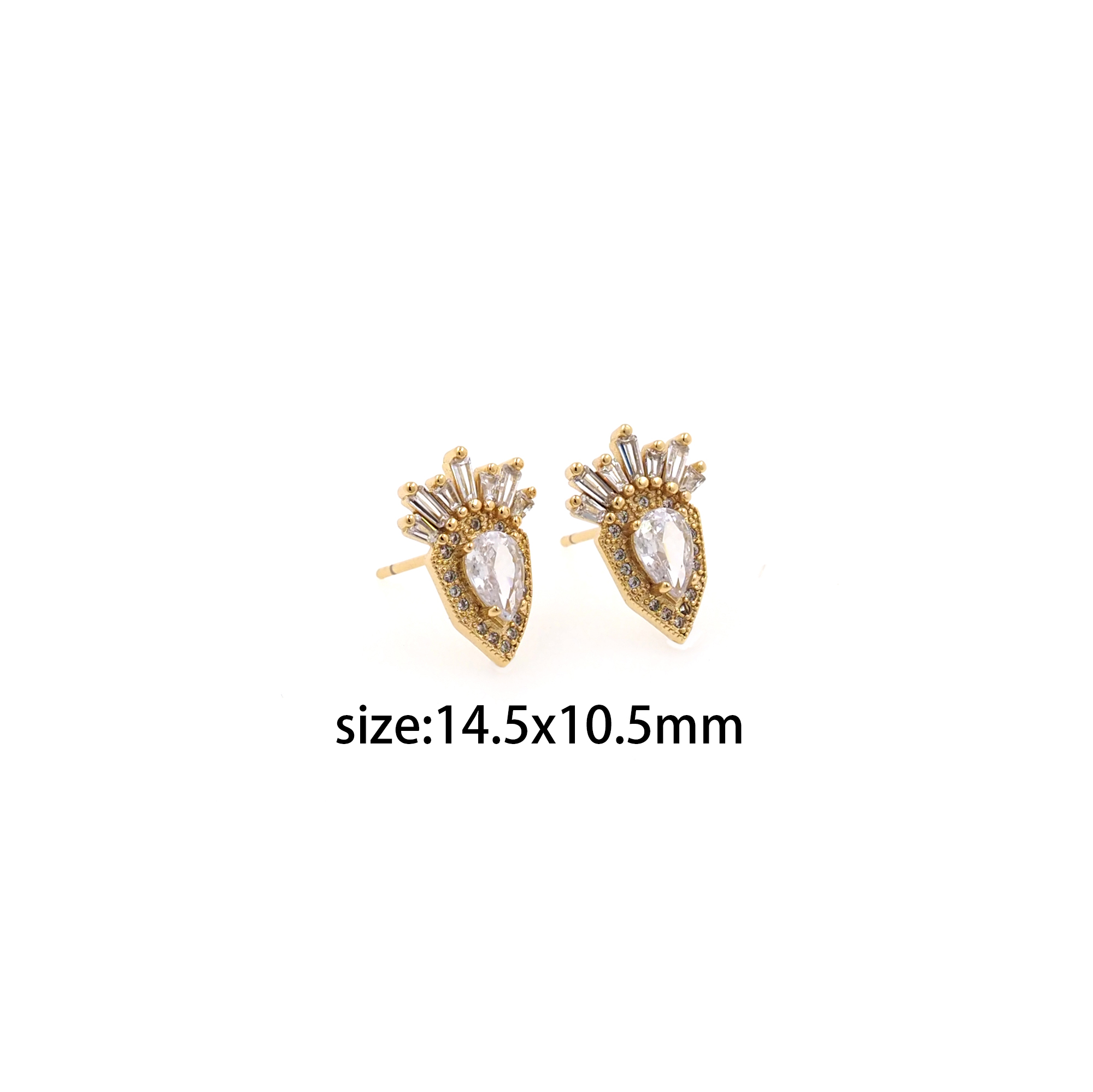 18K Gold Filled Carrot Stud Earrings,CZ Micro Pave Carrot Earrings,Dainty Earrings,Minimalist Earring,Gift for Wife