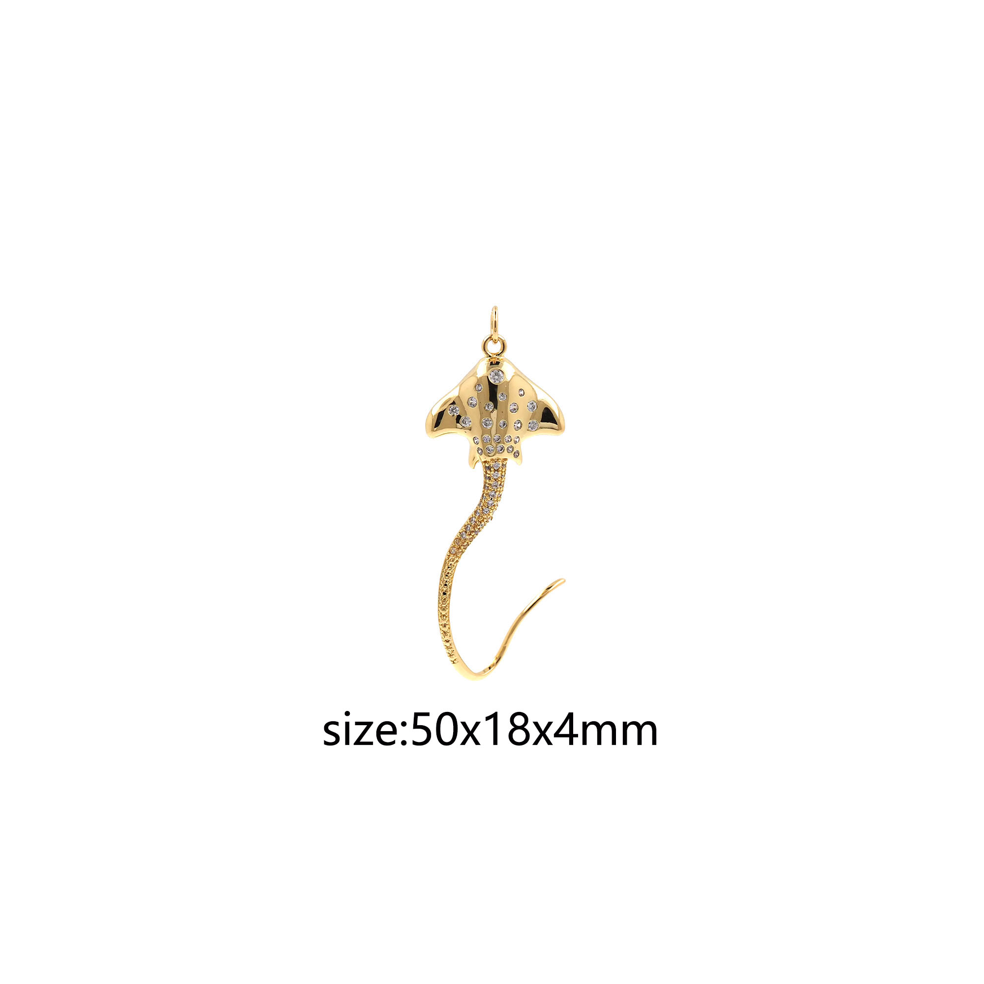 18K Gold Filled Fish Pendant,CZ Micro Pave Fish Charm Earrings Necklace for DIY Jewelry Making Supply