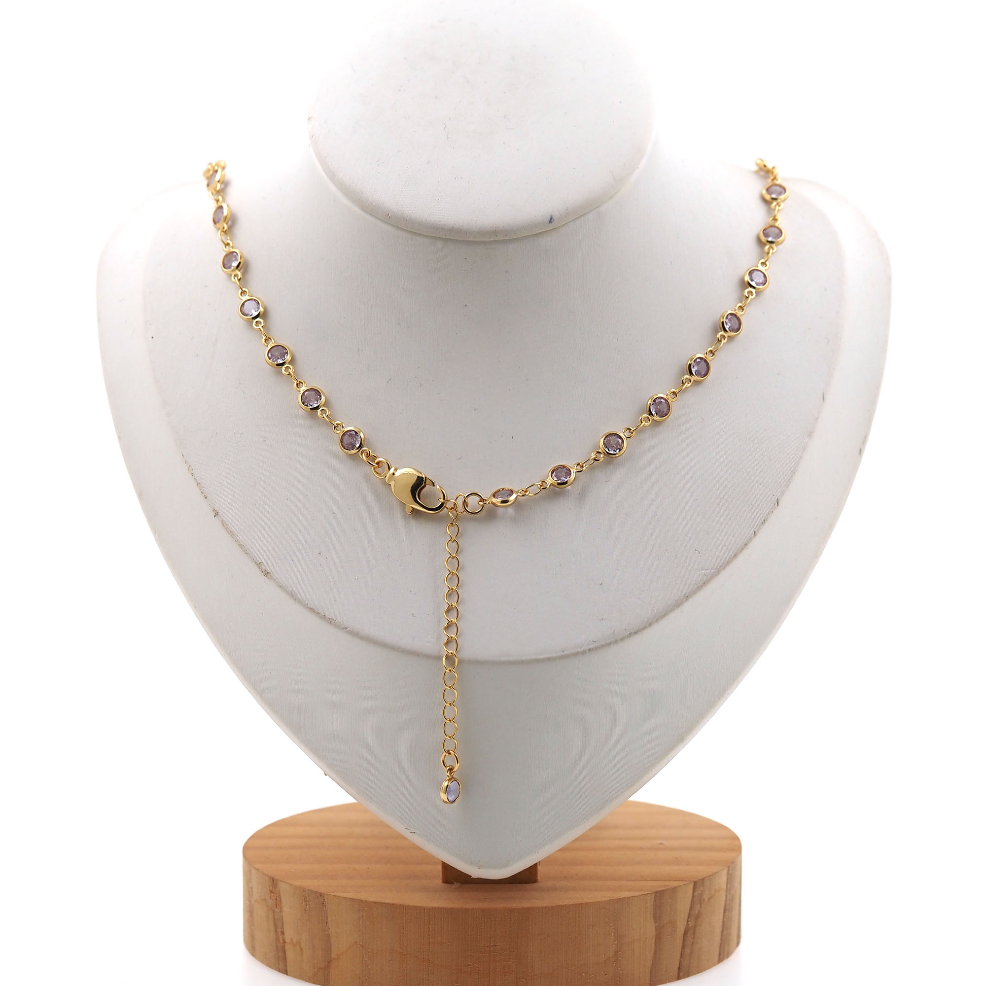 18K Gold Filled Round Zirconia Necklace,Tennis Necklace Chain,Minimalist Necklace,Adjustable Necklace