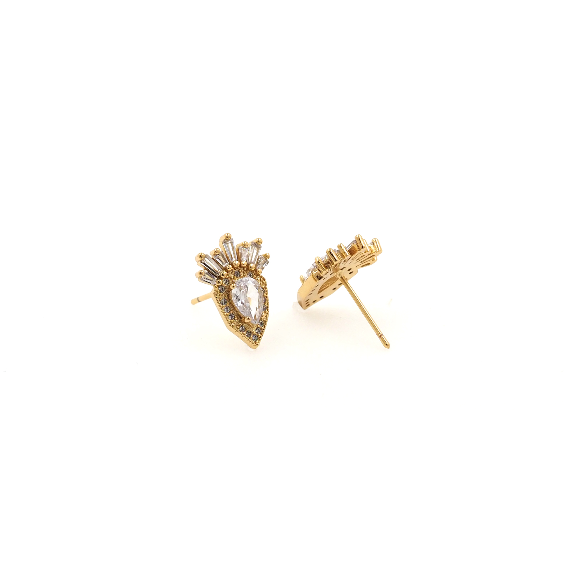 18K Gold Filled Carrot Stud Earrings,CZ Micro Pave Carrot Earrings,Dainty Earrings,Minimalist Earring,Gift for Wife