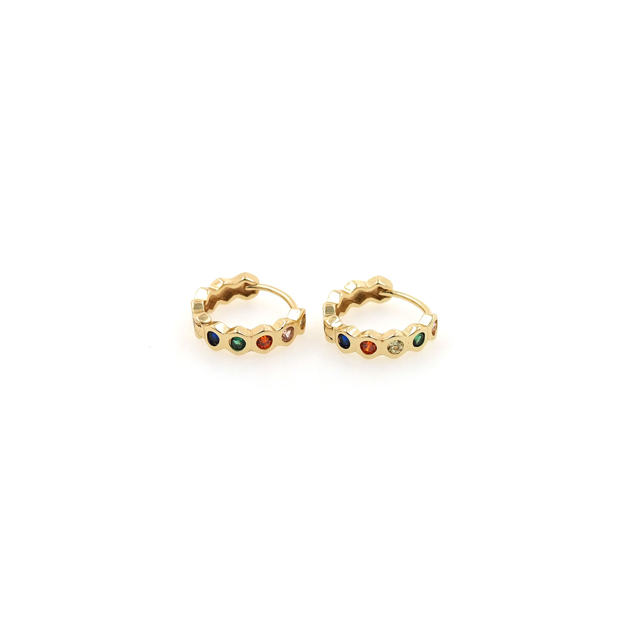 18K Gold Filled Hexagon Hoop Earrings,CZ Hoops,Dainty Thin Earrings,Gold Hoops,Minimalist Hoops Huggie