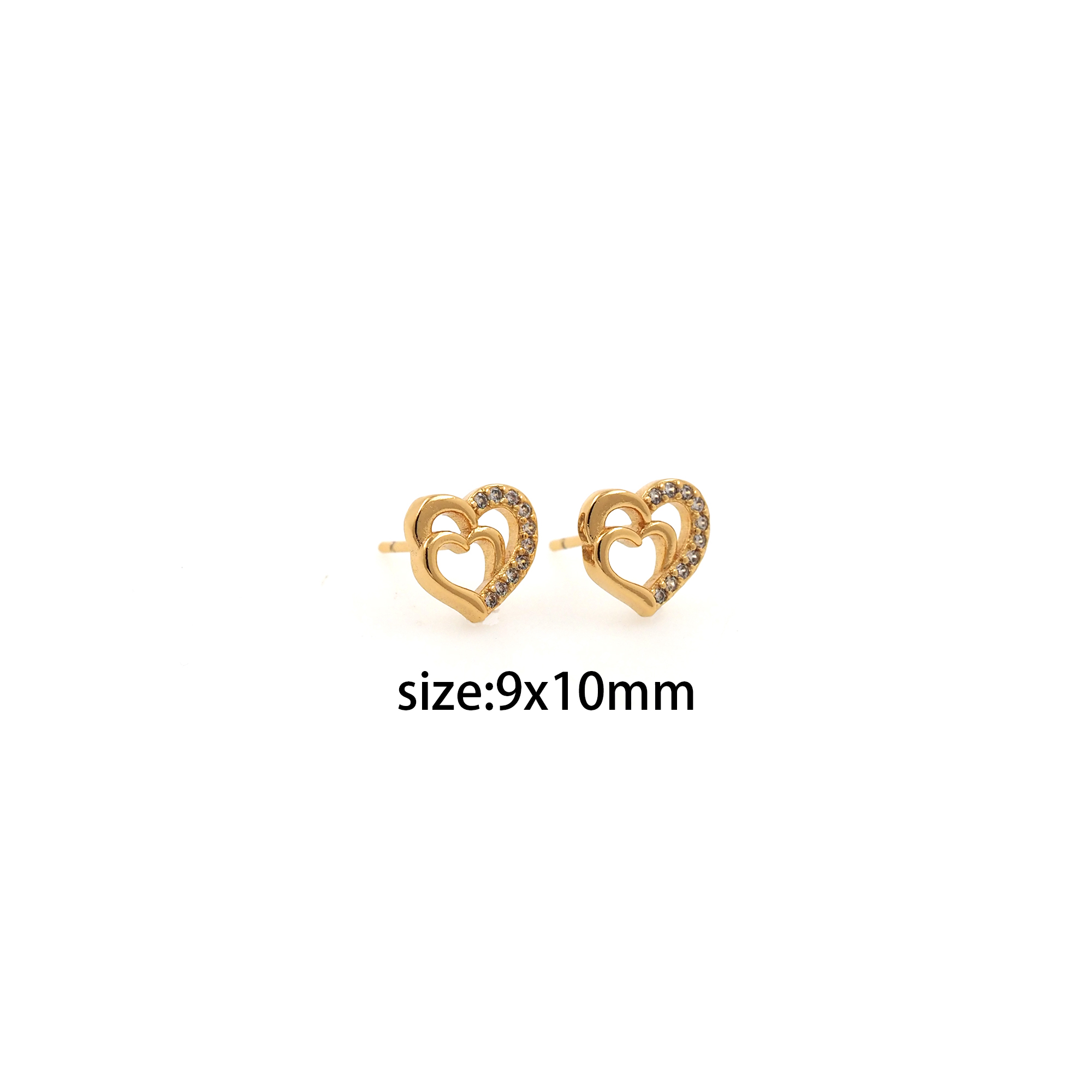 18K Gold Filled Heart Stud Earrings,CZ Heart Earrings,Dainty Earrings,Minimalist Earring,Gift for Wife