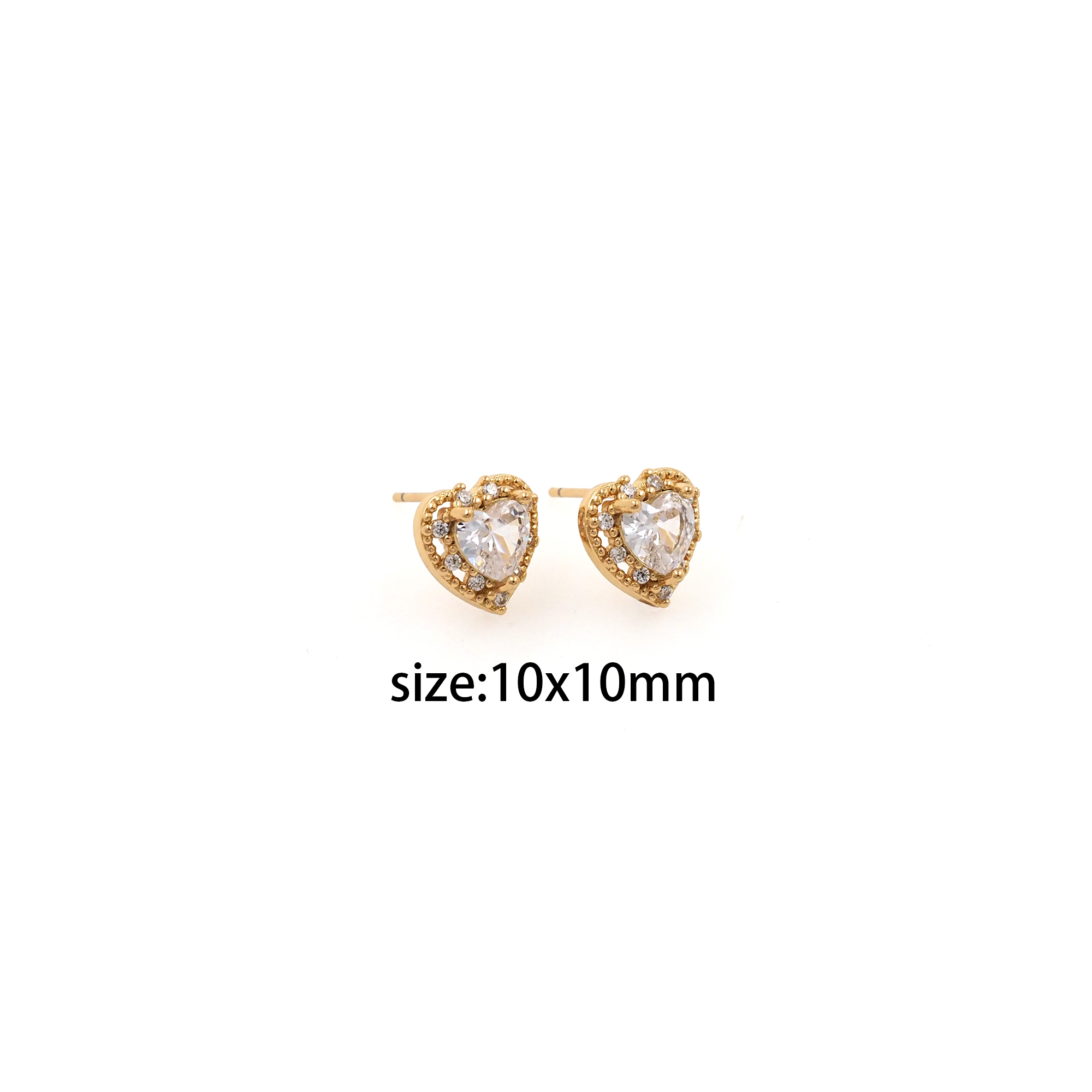 18K Gold Filled Heart Stud Earrings,CZ Heart Earrings,Dainty Earrings,Minimalist Earring,Gift for Wife