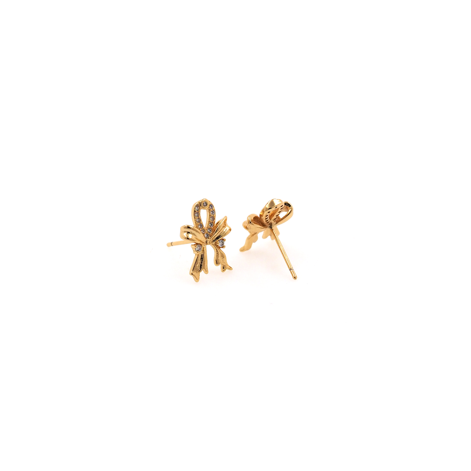 18K Gold Filled Bow Stud Earrings,CZ Micro Pave Bow Earrings,Dainty Earrings,Minimalist Earring,Gift for Wife
