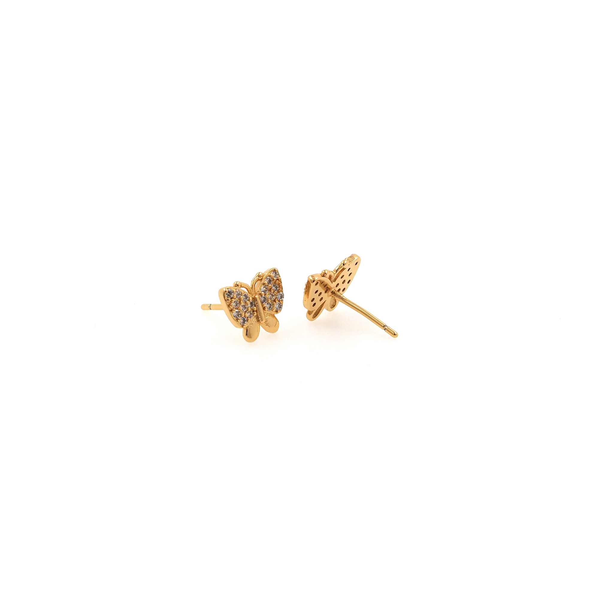 18K Gold Filled Butterfly Stud Earrings,CZ Micro Pave Butterfly Earrings,Dainty Earrings,Minimalist Earring,Gift for Wife