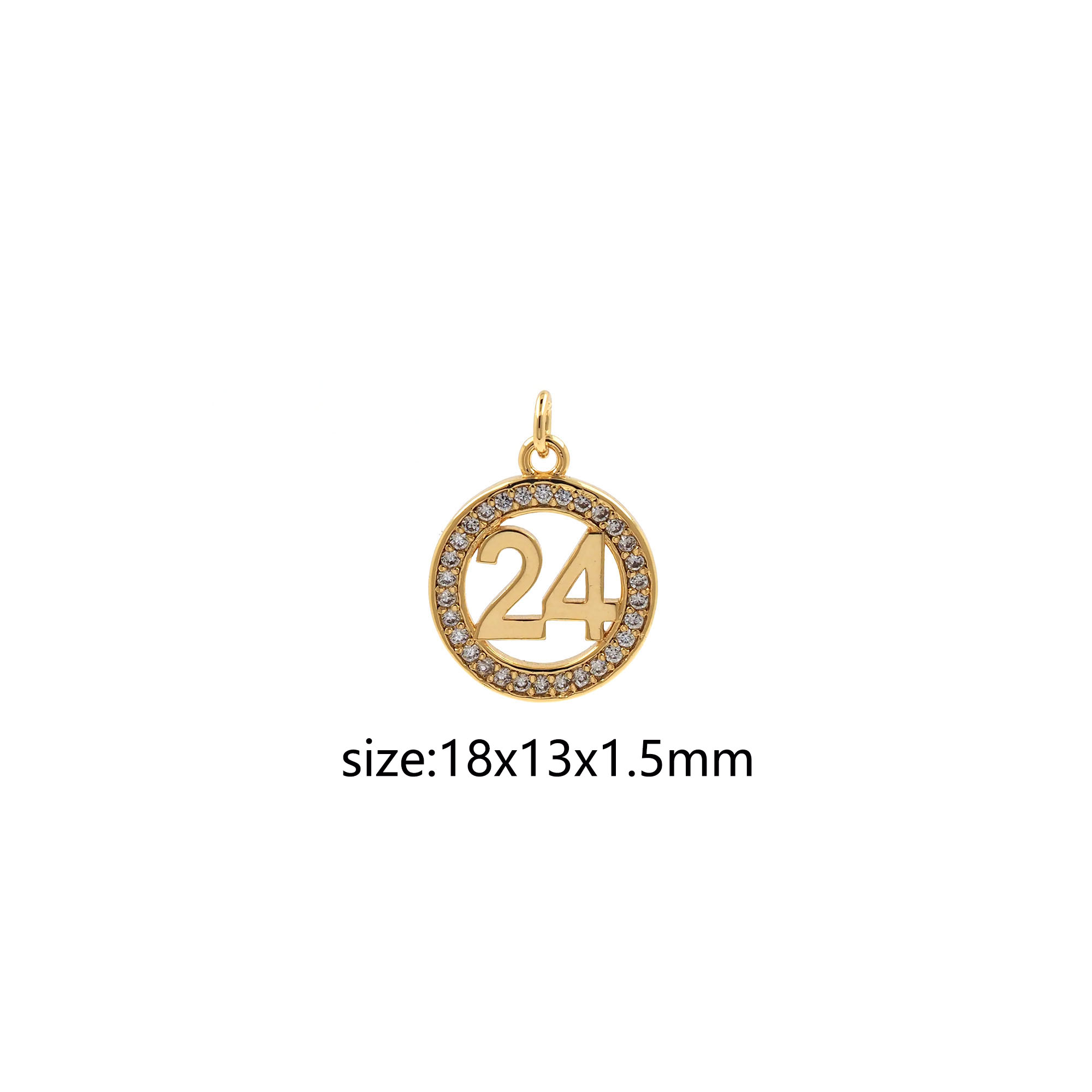 18K Gold Filled Number Pendant,CZ Micro Pave Number Charm Earrings Necklace for DIY Jewelry Making Supply