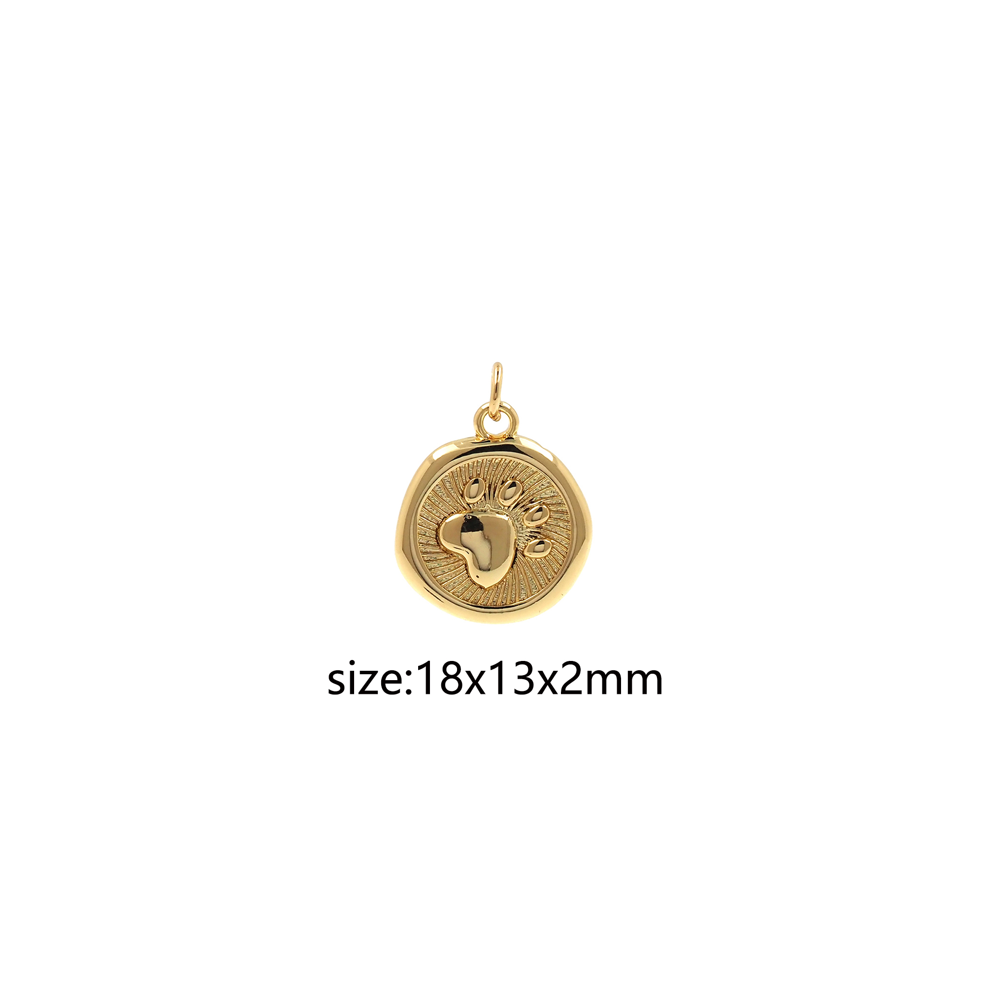 18K Gold Filled Paw Pendant,Dainty Paw Charm Earrings Necklace for DIY Jewelry Making Supply
