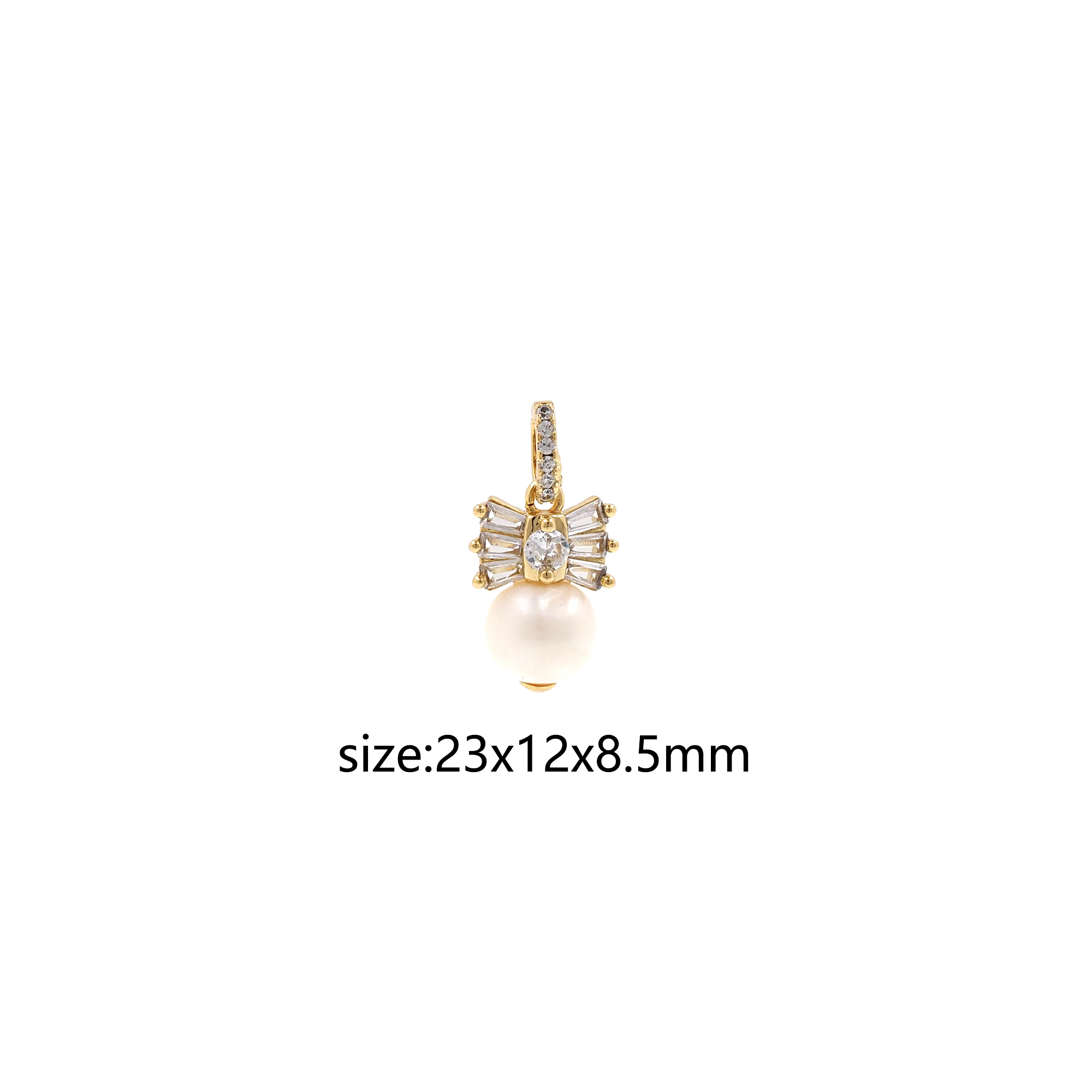 18K Gold Filled Pearl Pendant,CZ Micro Pave Pearl Charm Earrings Necklace for DIY Jewelry Making Supply