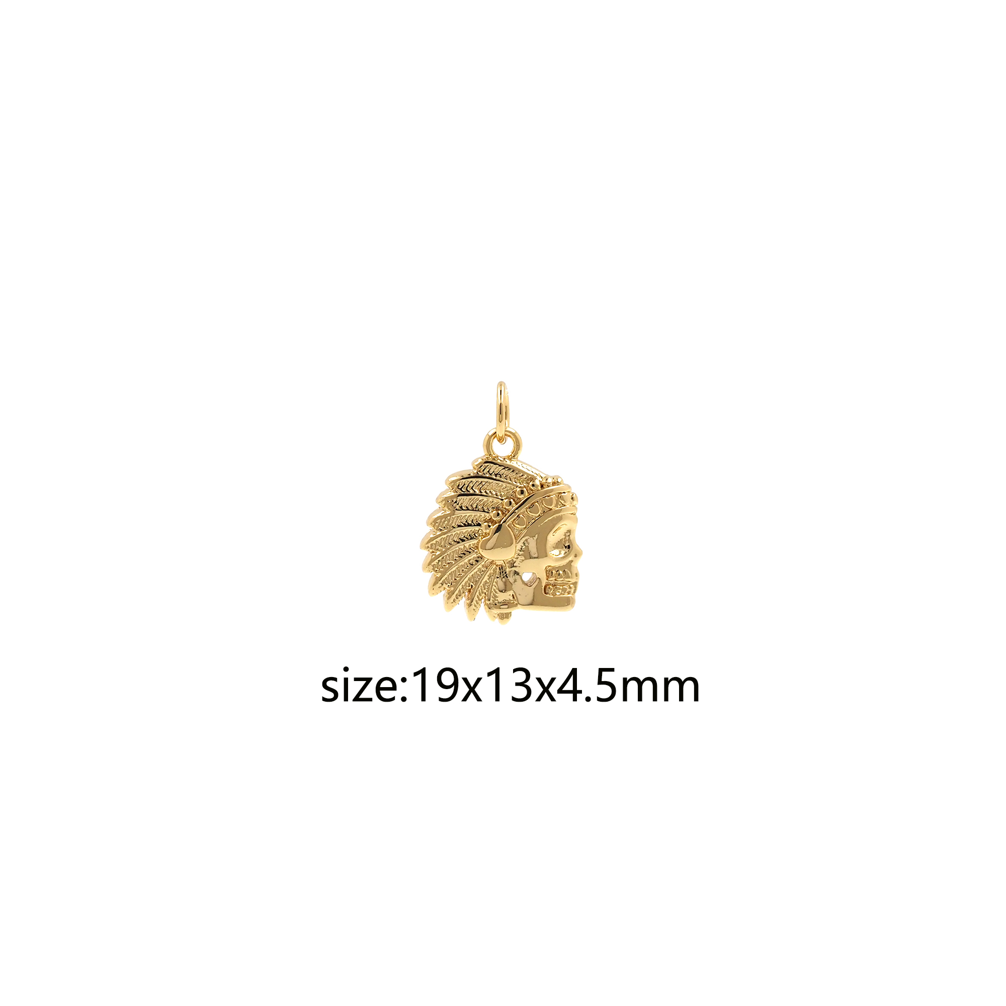 18K Gold Filled Skull Pendant,Skull Charm Earrings Necklace for DIY Jewelry Making Supply