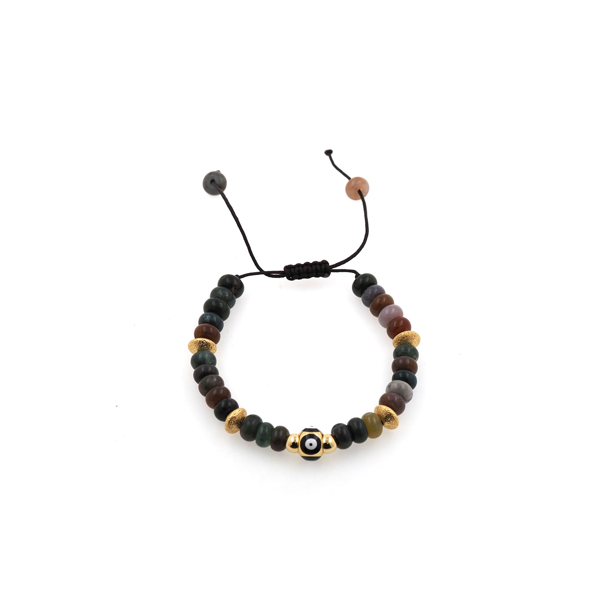 18K Gold Filled Beaded Chain Bracelet,Evil Eye Bracelet,Adjustable Bracelet,Ladies Bracelet,Gift For Her