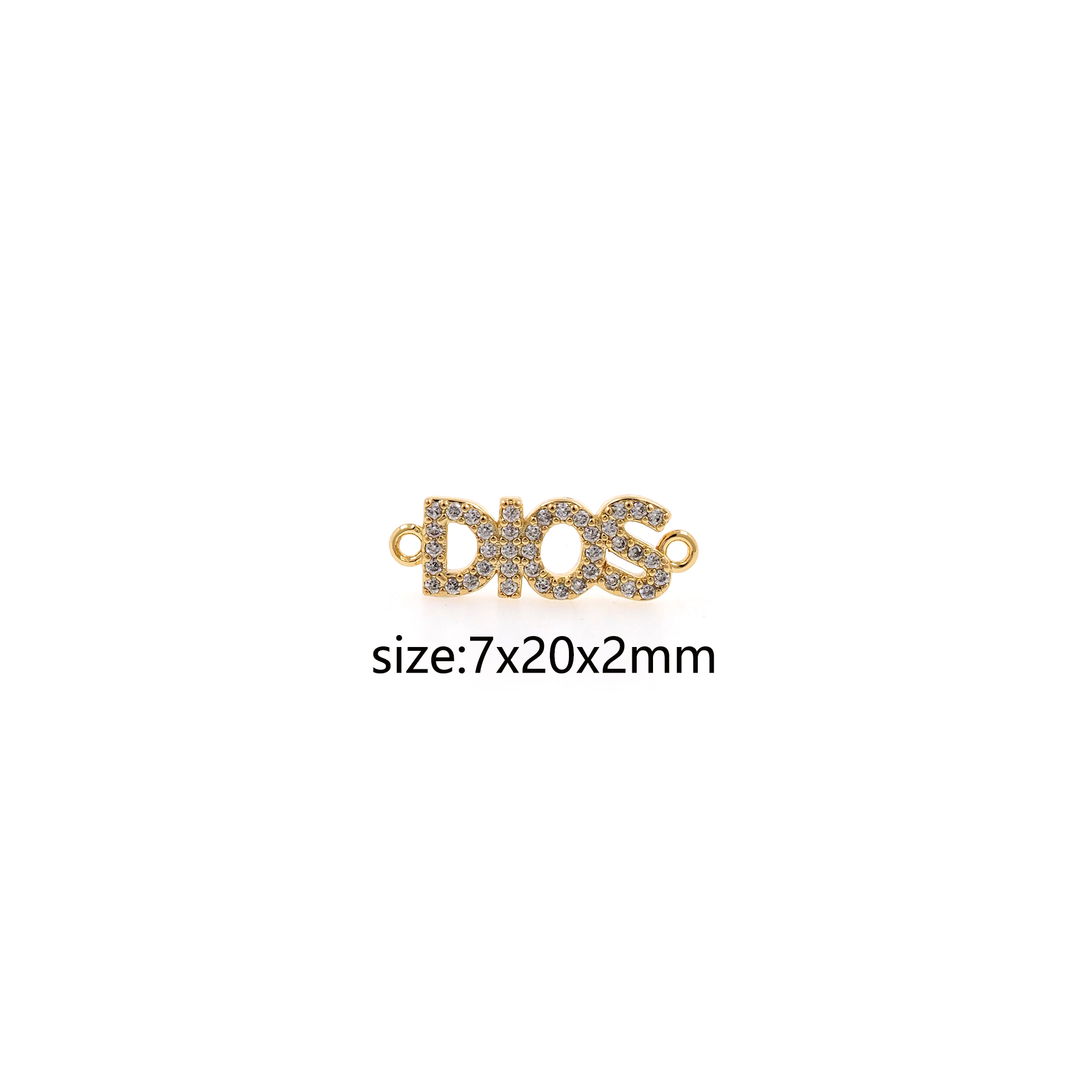 18K Gold Filled Dios Connector,CZ Micro Pave Dios Charm Necklace Bracelet for DIY Jewelry Making Supply