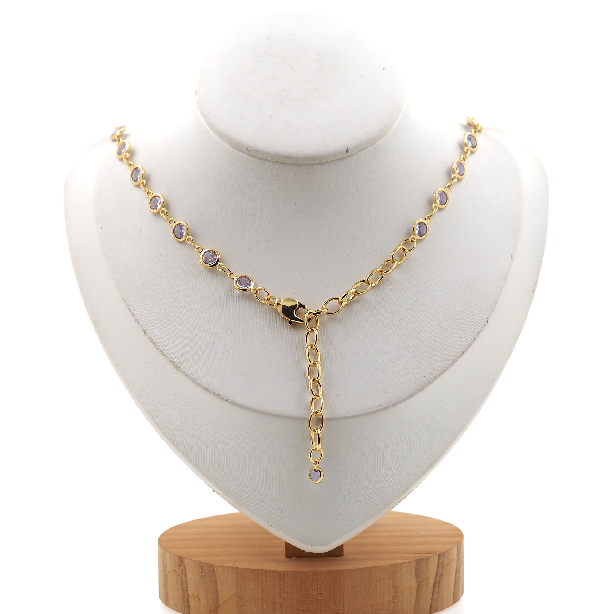 18K Gold Filled Round Zirconia Necklace,Tennis Necklace Chain,Minimalist Necklace,Adjustable Necklace