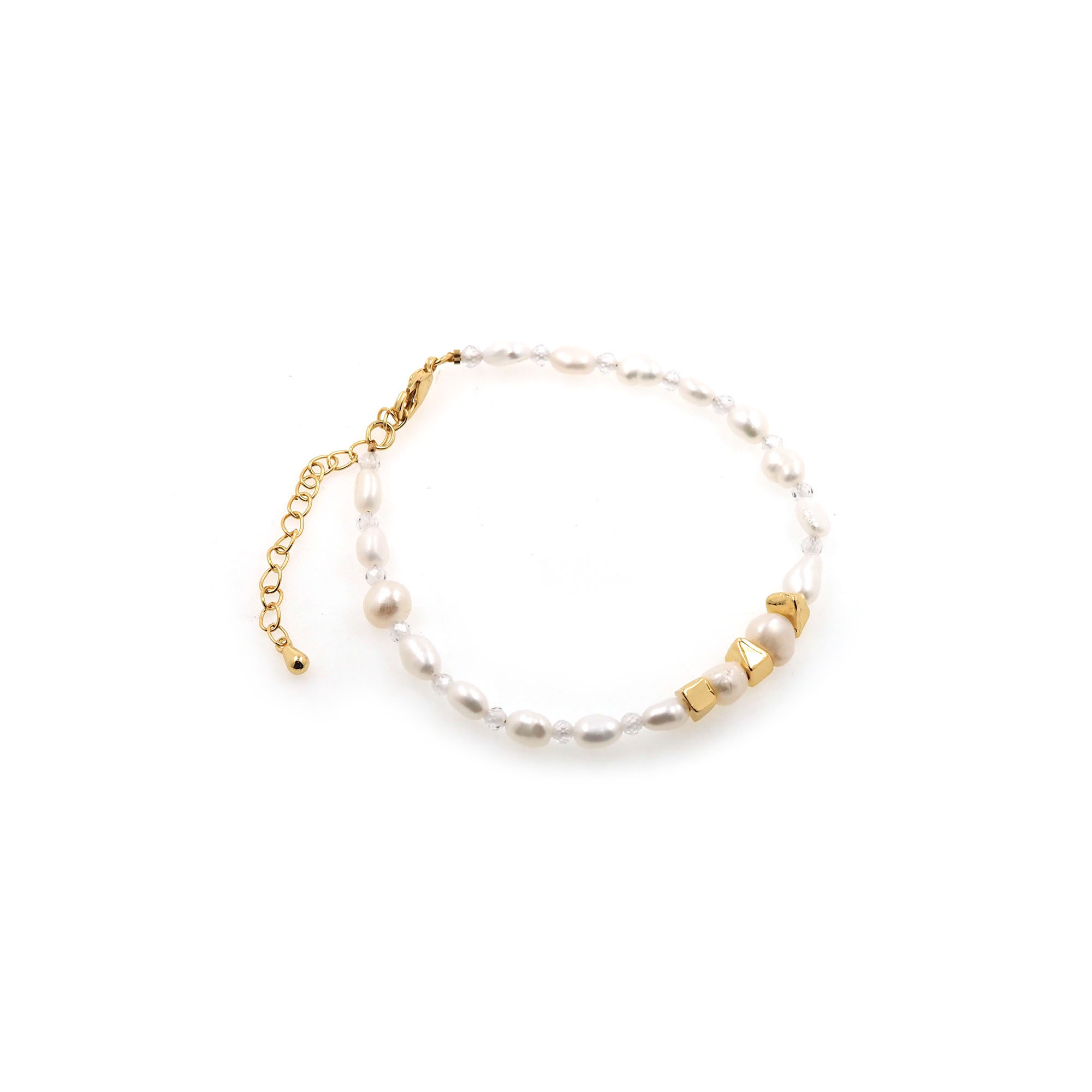 18K Gold Filled Pearl Link Chain Bracelet,Beaded Chain,Pearl Bracelet,Adjustable Bracelet,Ladies Bracelet,Gift For Her