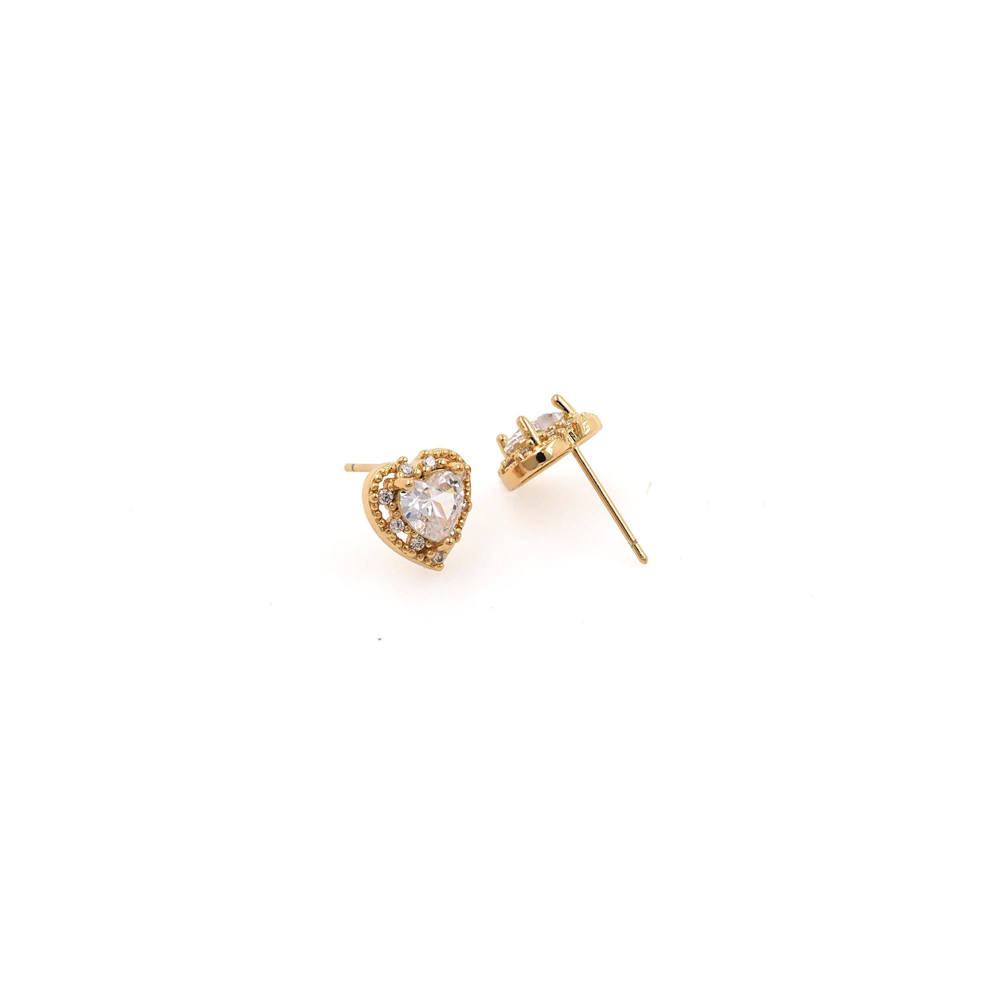 18K Gold Filled Heart Stud Earrings,CZ Heart Earrings,Dainty Earrings,Minimalist Earring,Gift for Wife