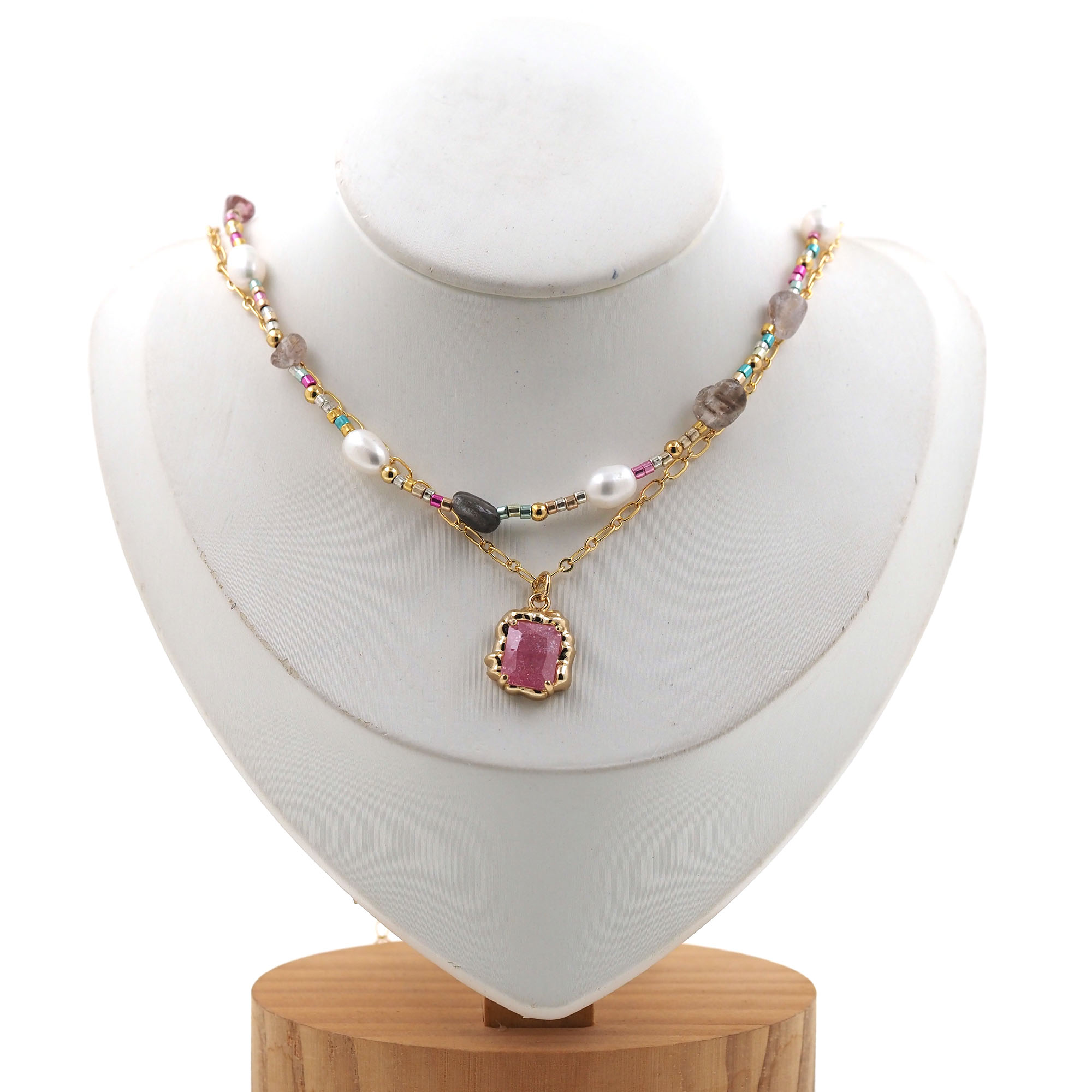 18K Gold Filled Pearl Link Necklace,Layered Necklace,Minimalist Pearl Necklace,Beaded Necklace,Adjustable Necklace