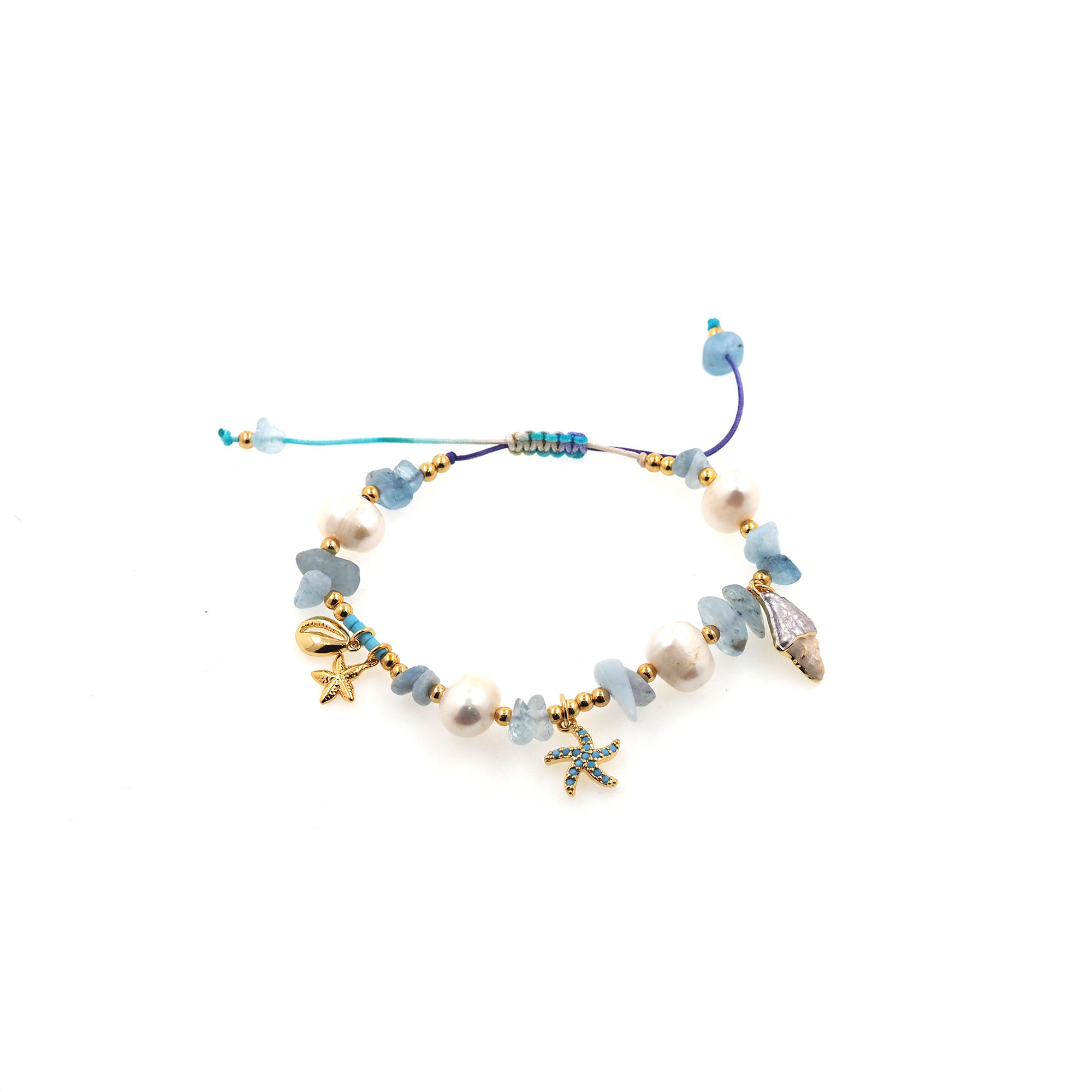 18K Gold Filled Beaded Chain Bracelet,Starfish Bracelet,Adjustable Bracelet,Ladies Bracelet,Gift For Her