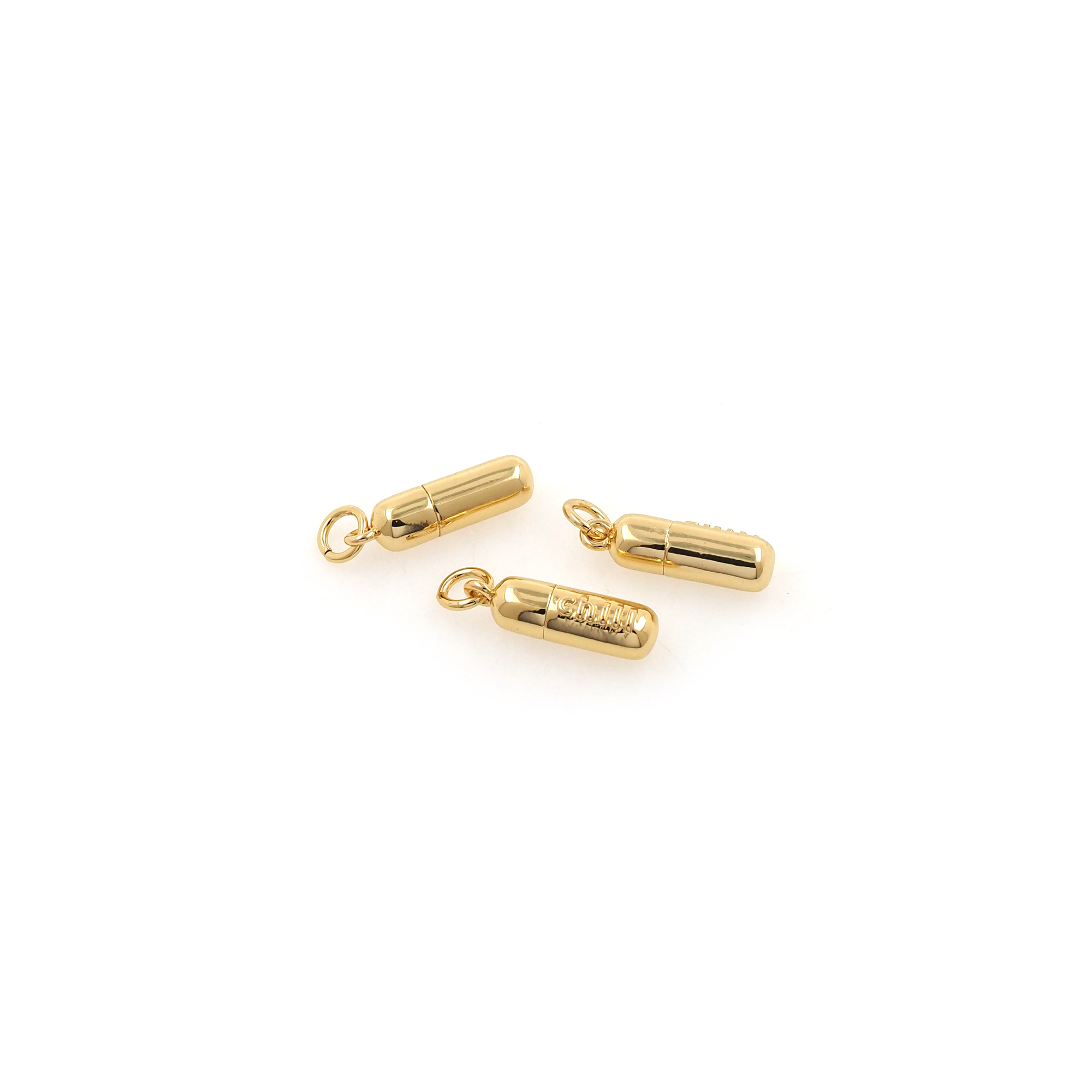 18K Gold Filled Pill Pendant,Capsule Charm Earrings Necklace for DIY Jewelry Making Supply