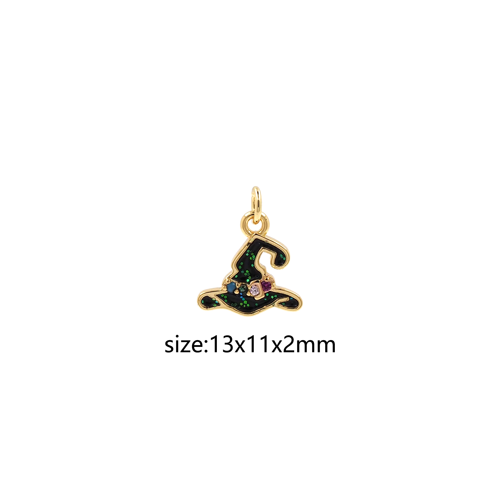 18K Gold Filled Magic Hat Pendant,Enamel Witch Wizard Hat Charm Earrings Necklace for DIY Jewelry Making Supply