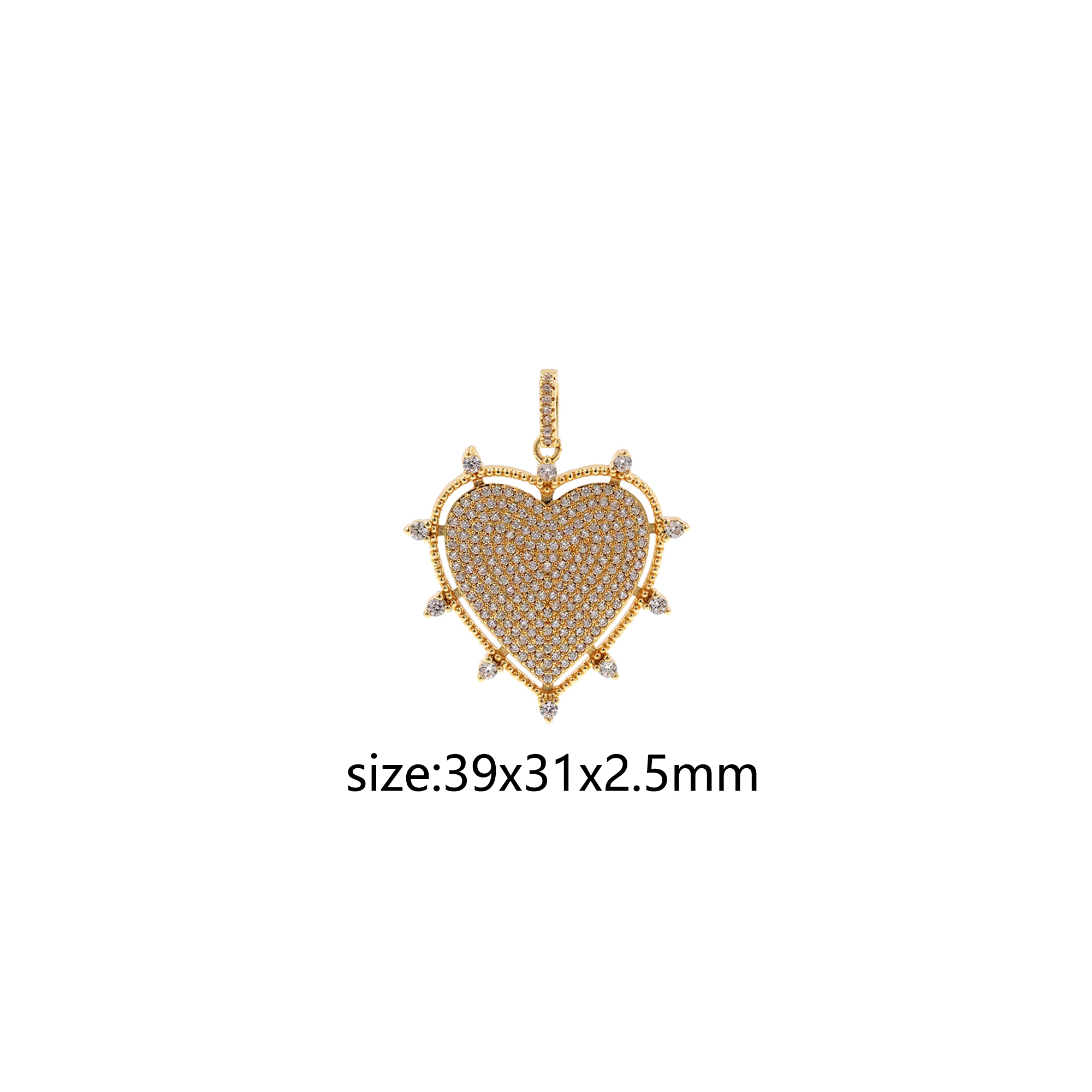 CZ Micro Pave Heart Pendant,18K Gold Filled Heart Charm Earrings Necklace for DIY Jewelry Making Supply