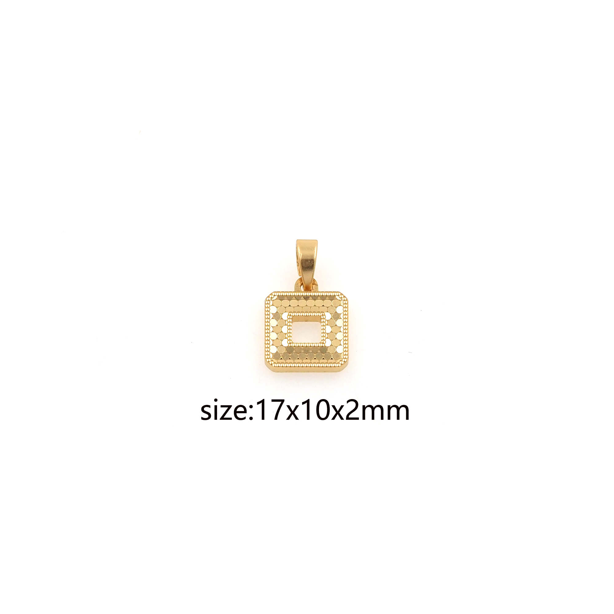 18K Gold Filled Square Pendant,Dainty Square Charm Earrings Necklace for DIY Jewelry Making Supply
