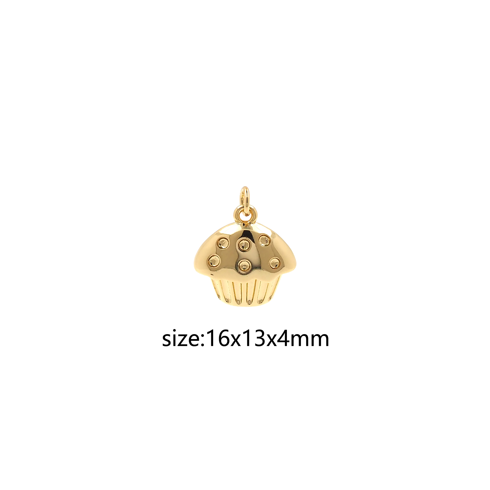 18K Gold Filled Cake Pendant,Cupcake Charm Earrings Necklace for DIY Jewelry Making Supply